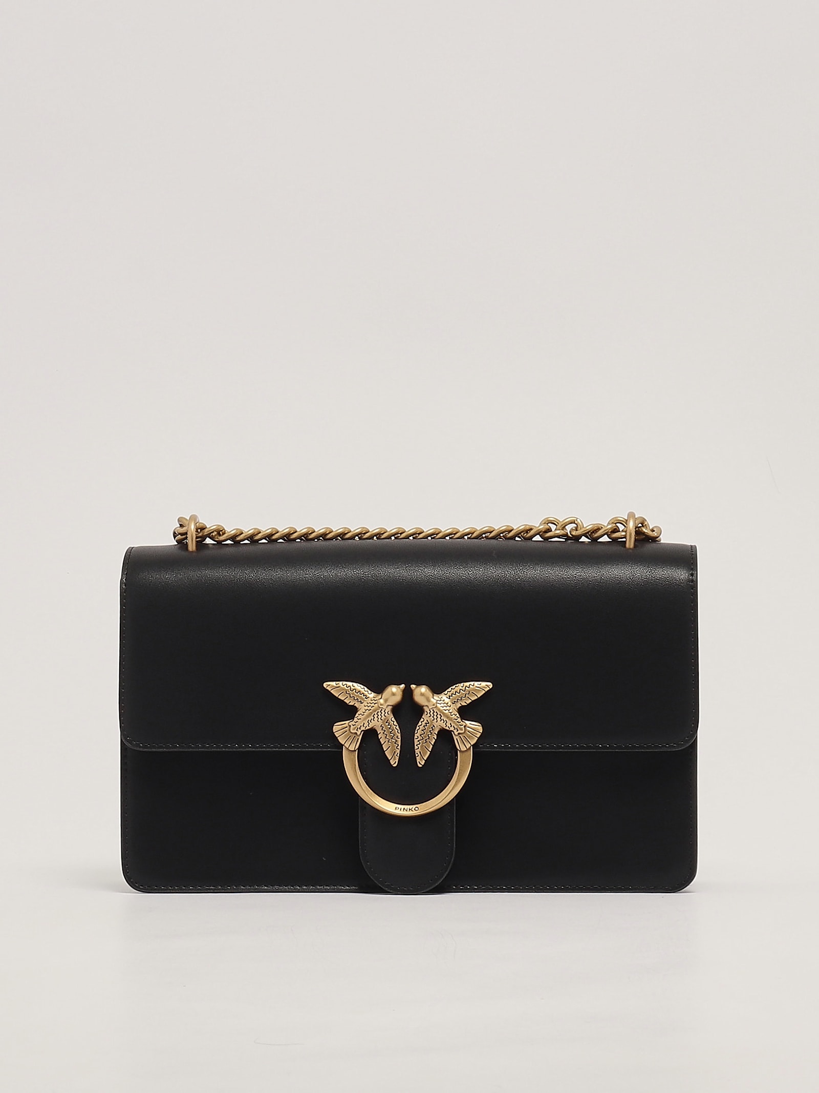 Shop Pinko Love One Classic Dc Shoulder Bag In Nero