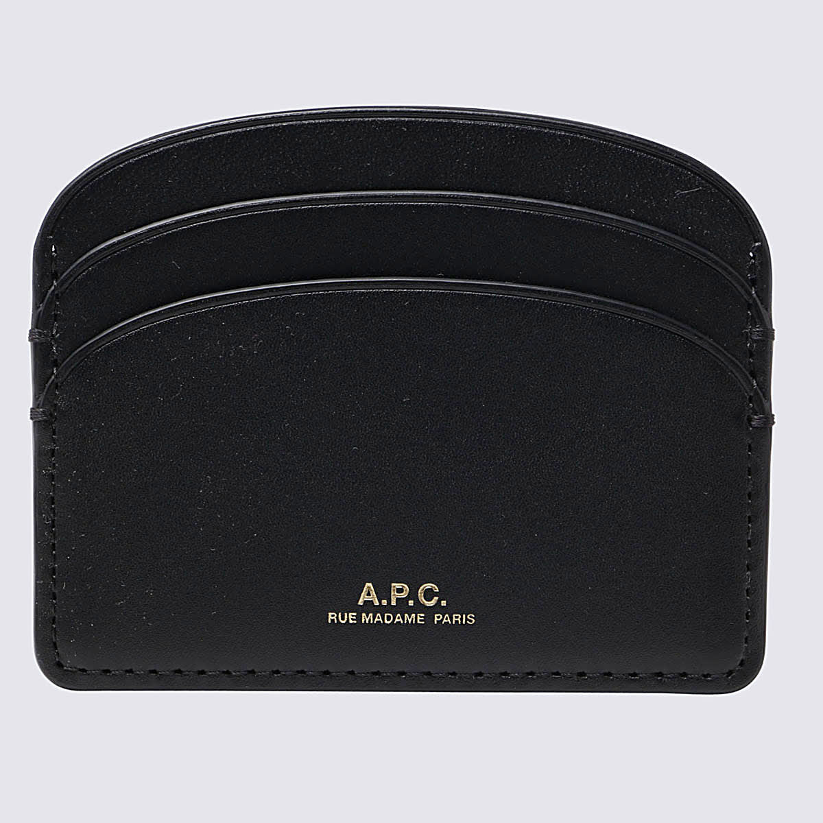 Shop Apc Black Leather Demi-lune Cardholder