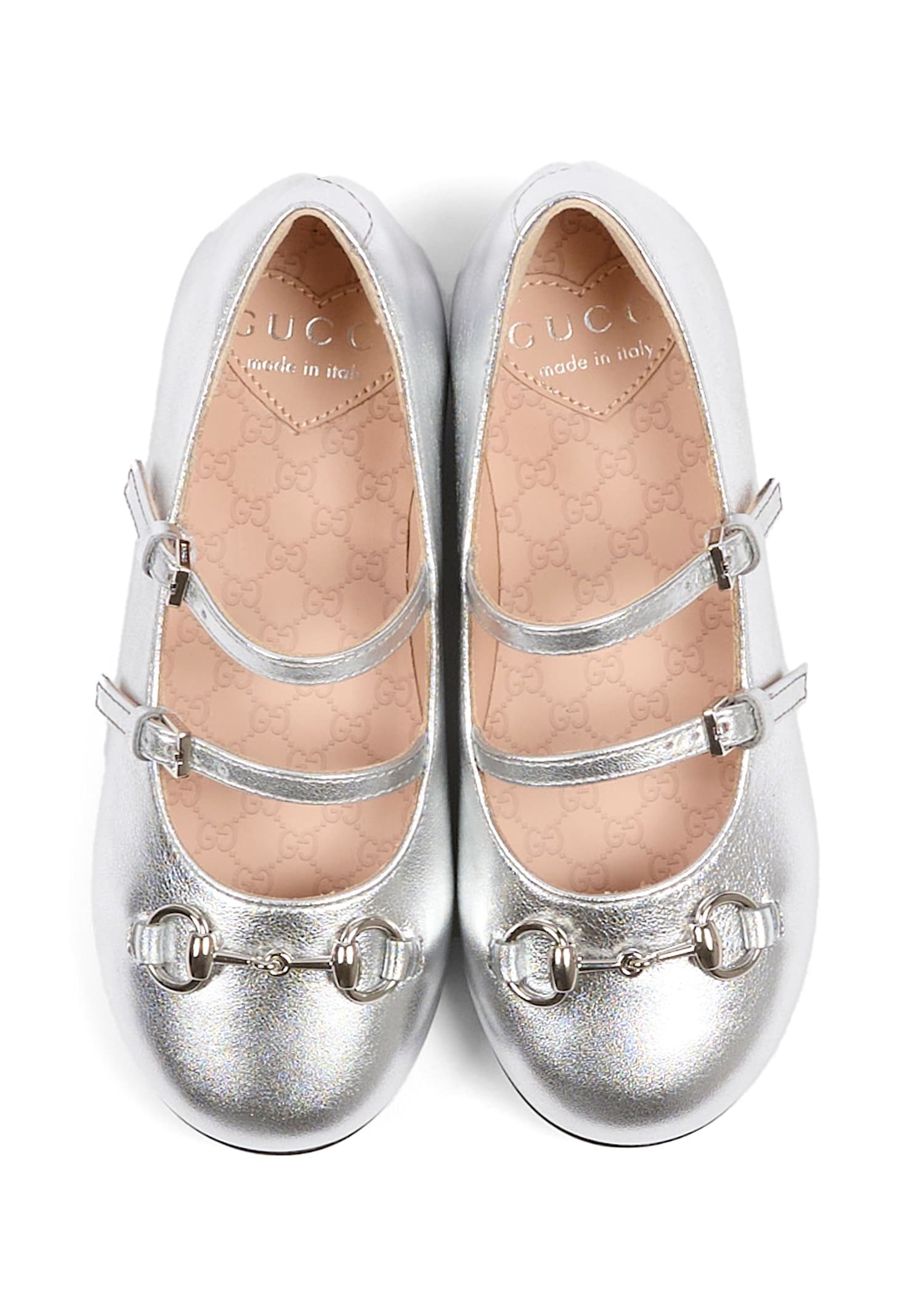 Gucci Ballet Flat With Horsebit In Silver