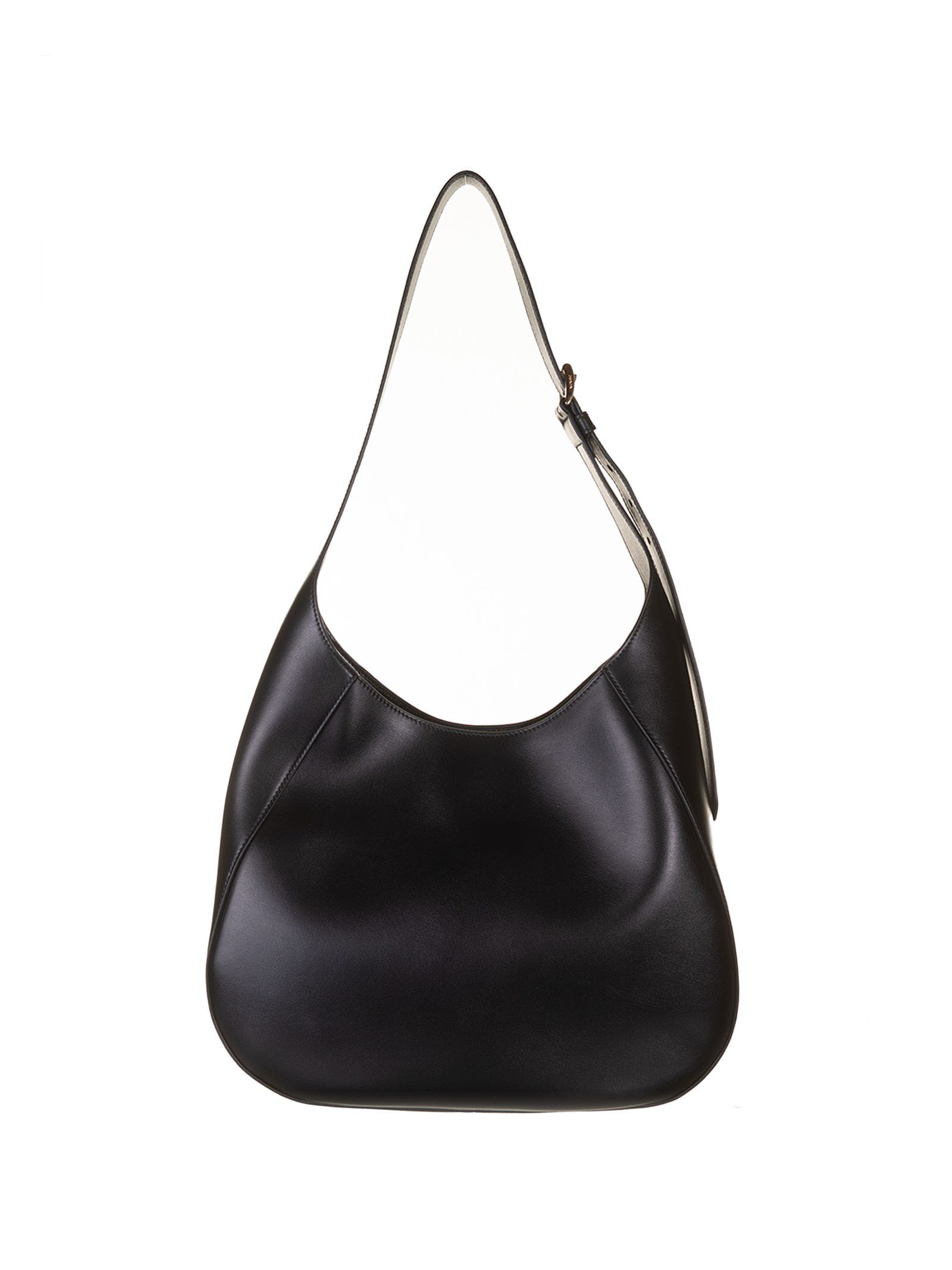 Prada Leather Shoulder Bag With Triangle Logo In Nero