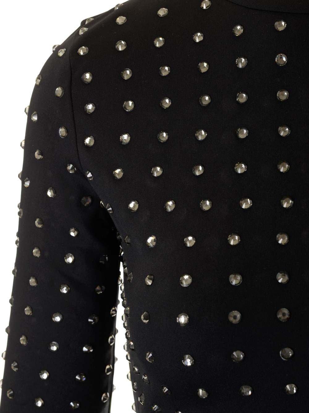 Sportmax All-over Embellished Crewneck Top In Black
