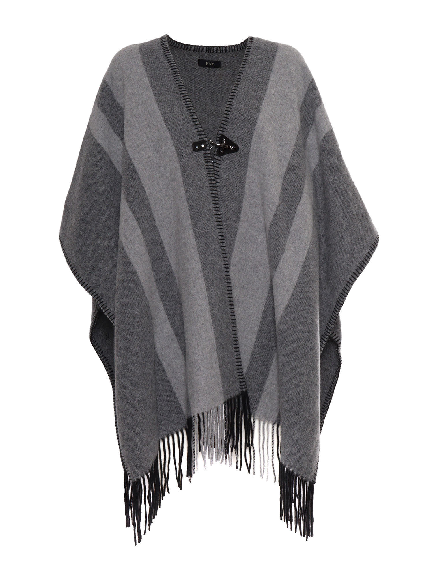 Two-tone Poncho With Hook