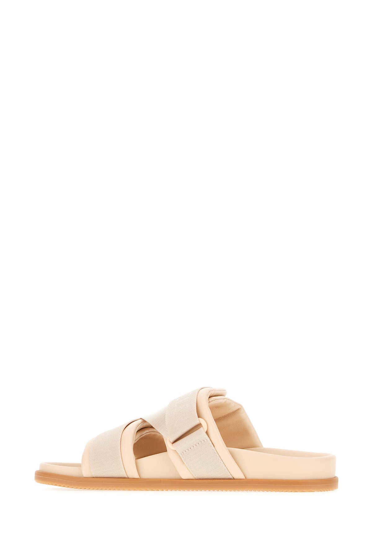 Shop Moncler Pink Leather And Fabric Sandals