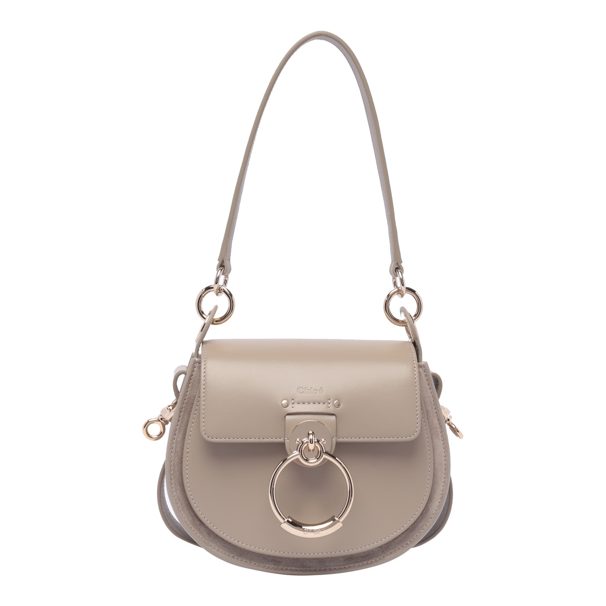 Shop Chloé Small Tess Crossbody Bag In Grey