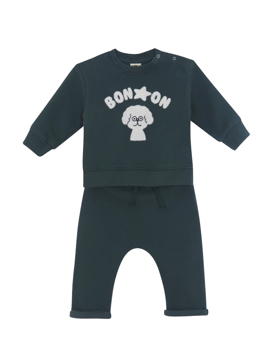 Bonton Ensmily Poodle Pants And Shirt Set In Green