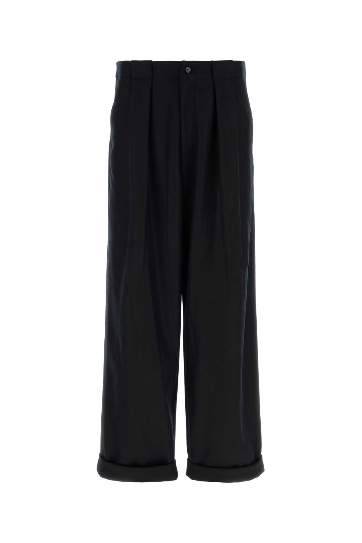 Dolce & Gabbana Black Wool Wide-leg Pant In Black