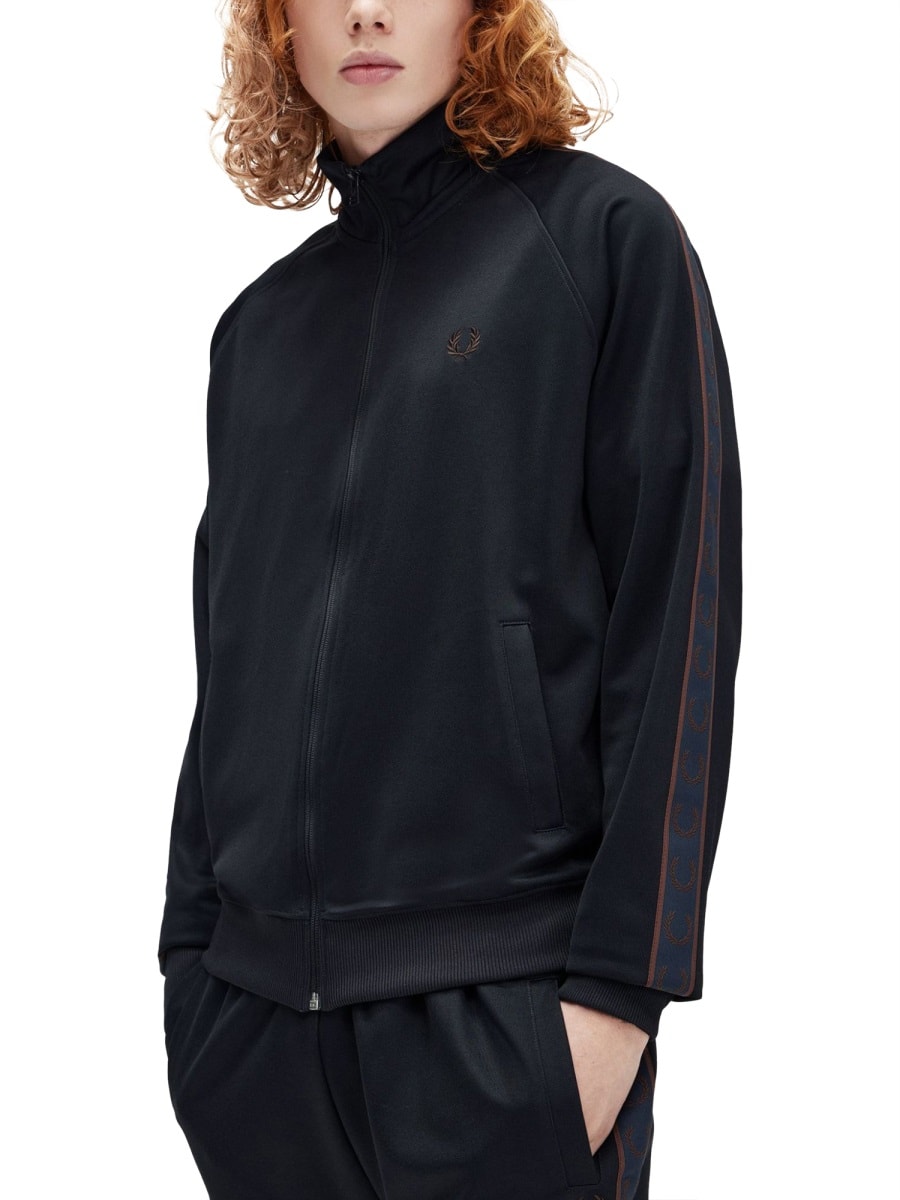 Fred Perry Track Jacket With Contrasting Webbing In Blue