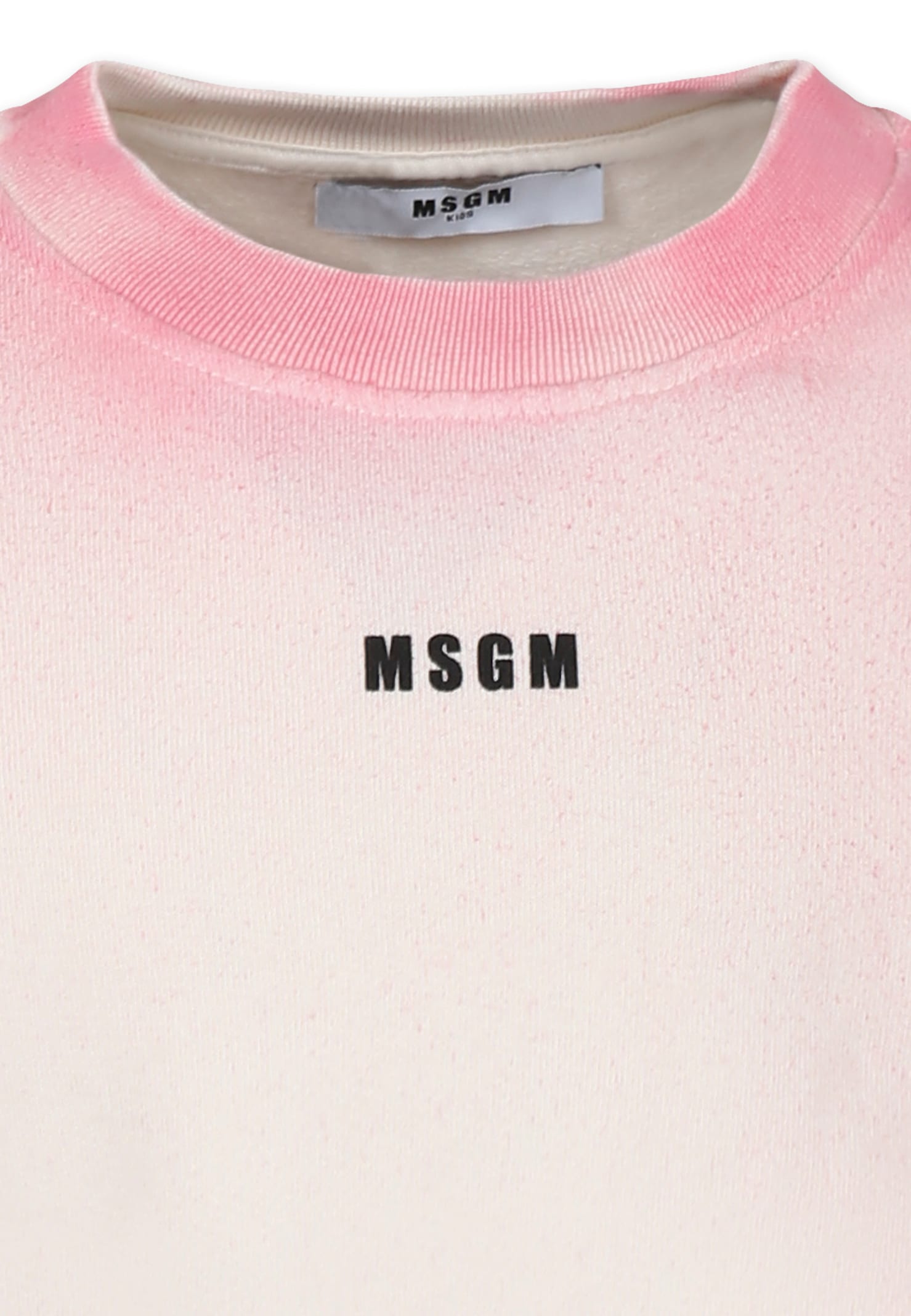 Msgm Pink Crop Sweatshirt For Girl With Logo In Pink