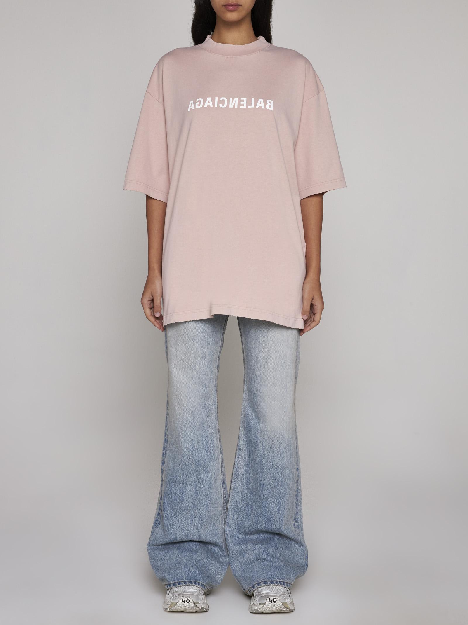 Shop Balenciaga Logo Cotton T-shirt In Pink