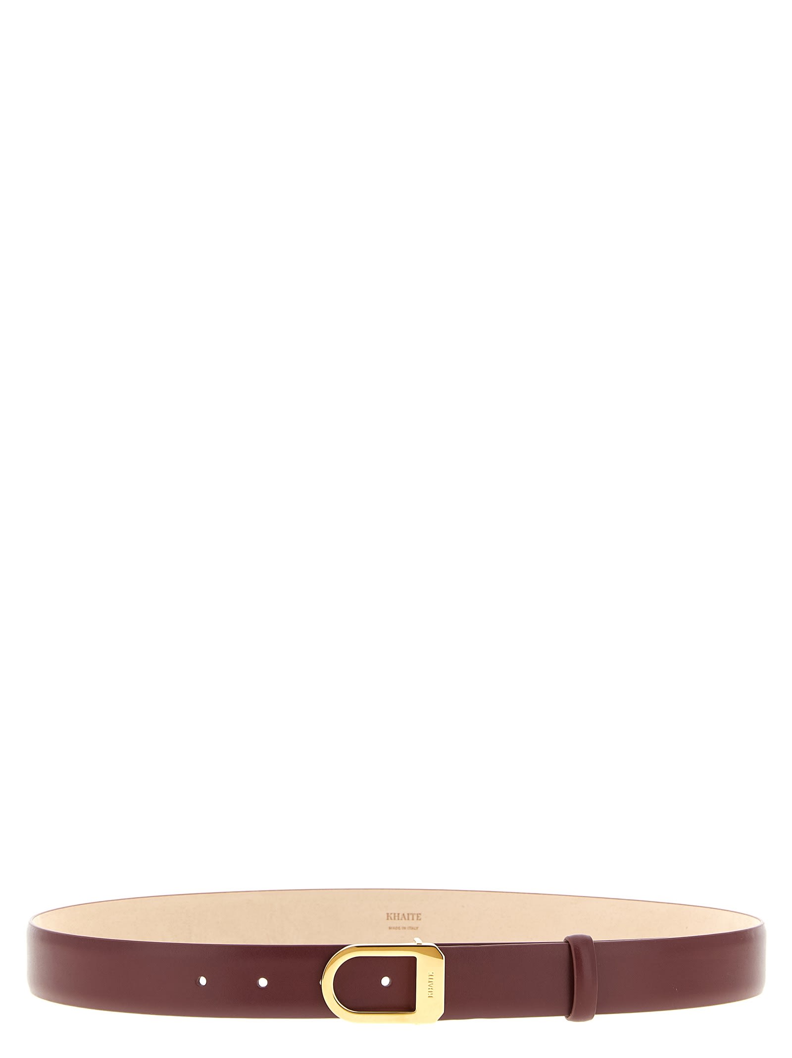 Khaite Smooth Saddle Leather Belt In Burgundy