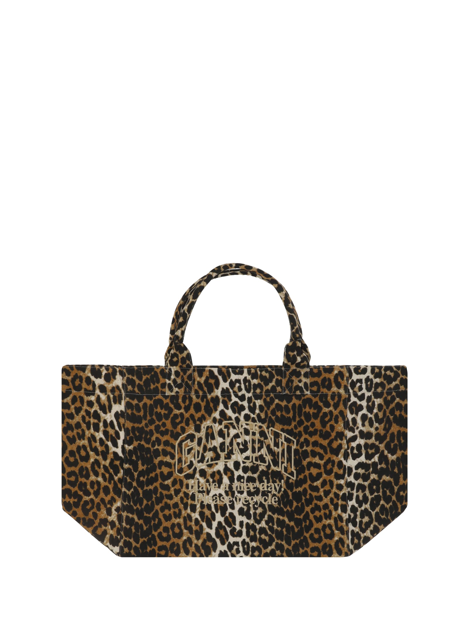 Ganni Shopper Xxl Handbag In Animal Print
