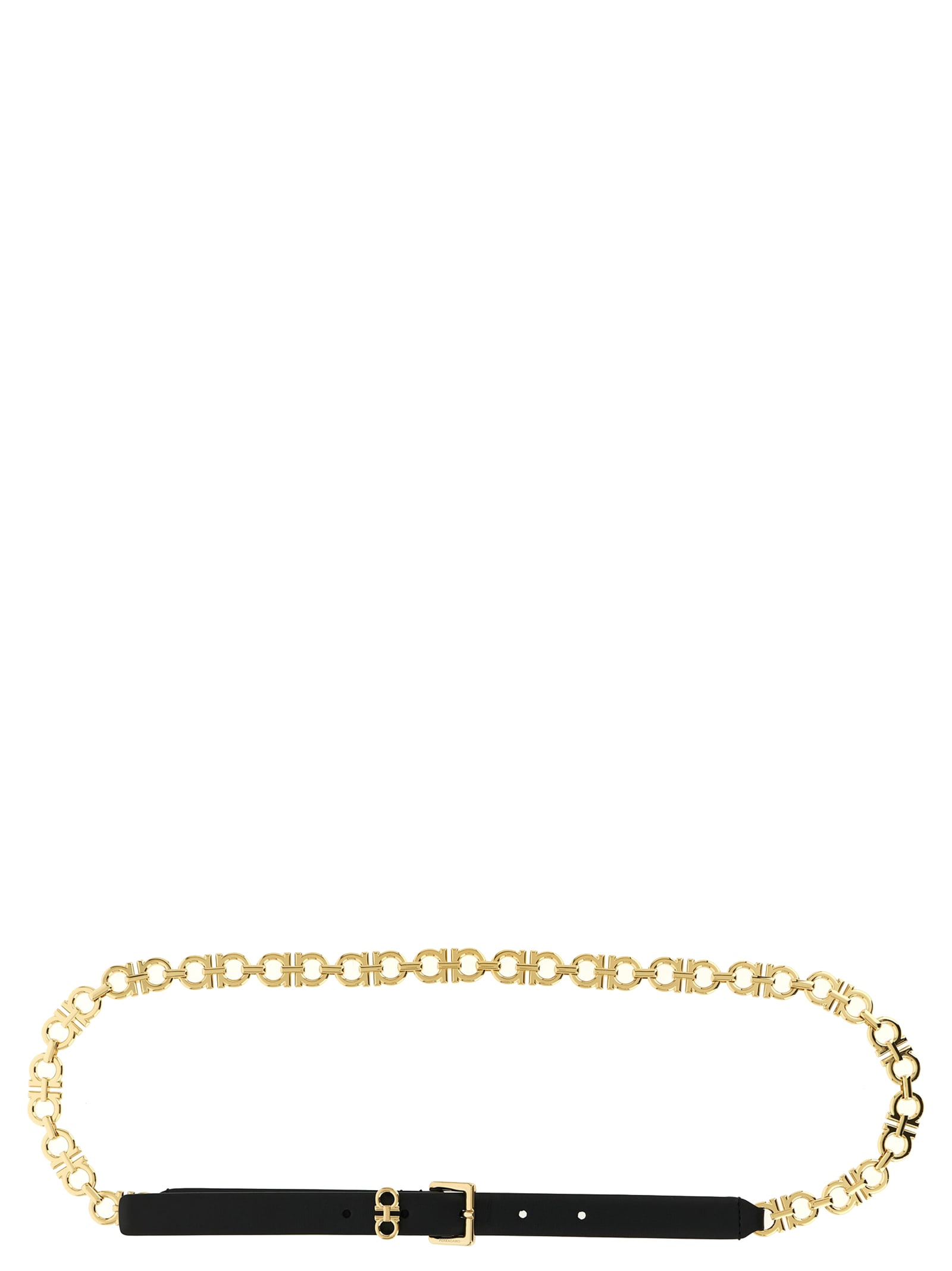 Ferragamo Gancini-chain Square-buckle Belt In Gold