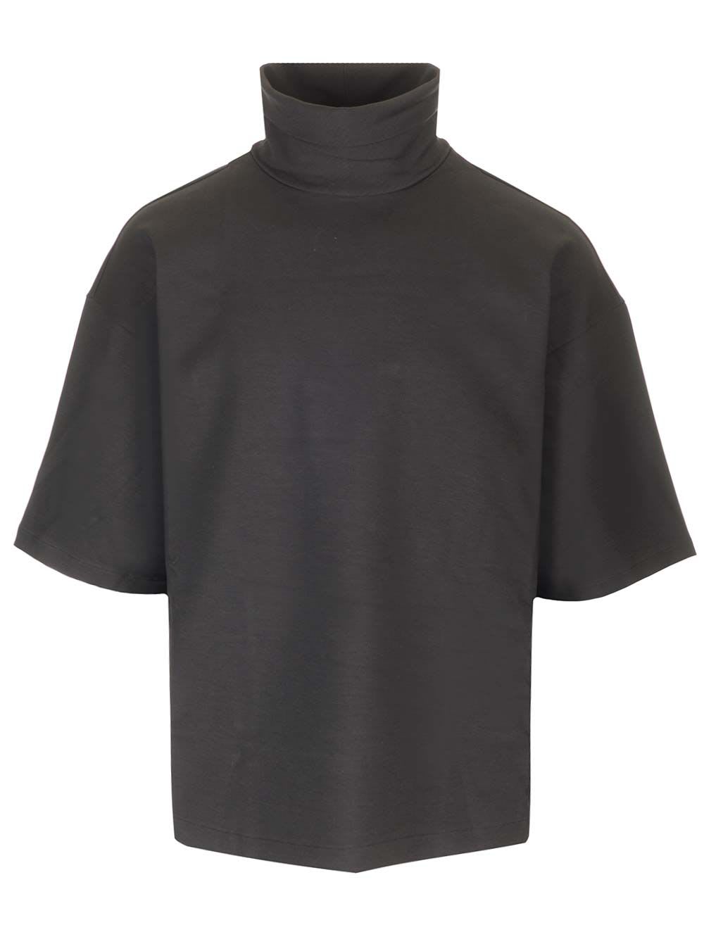 Shop Fear Of God Milano High Neck Tee T-shirt In Black