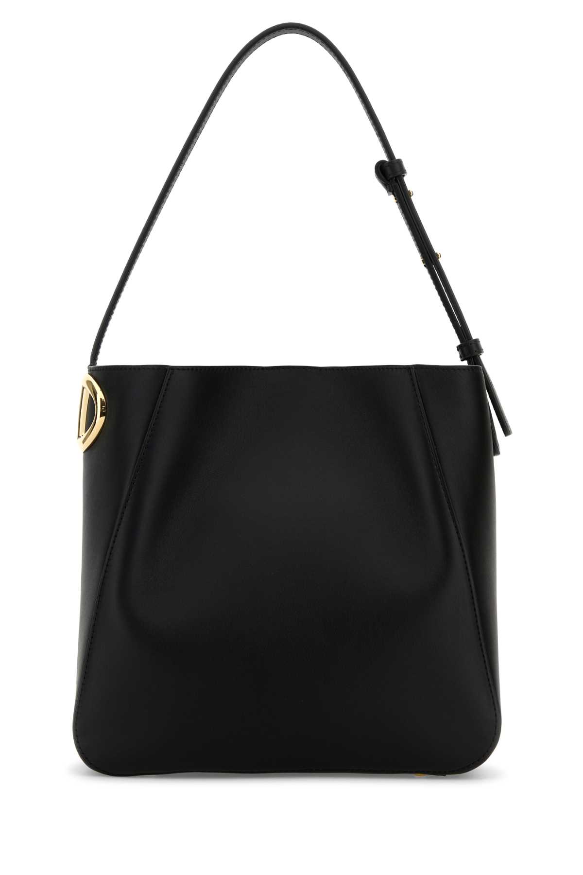 Shop Valentino Black Leather Vlogo Bucket Bag In Nero