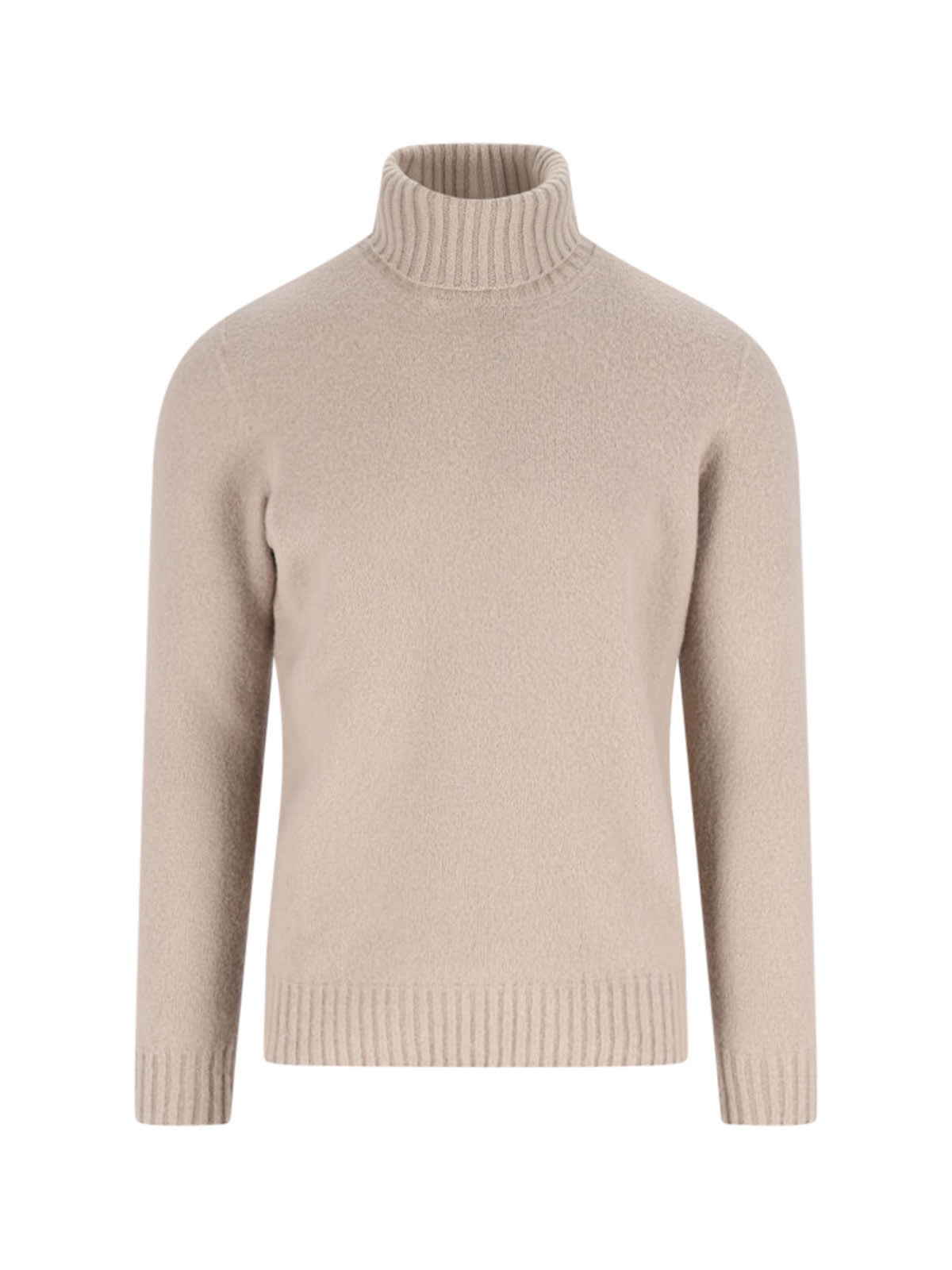 Drumohr Turtleneck Sweater With Ribbed Cuffs And Hem In Neutral