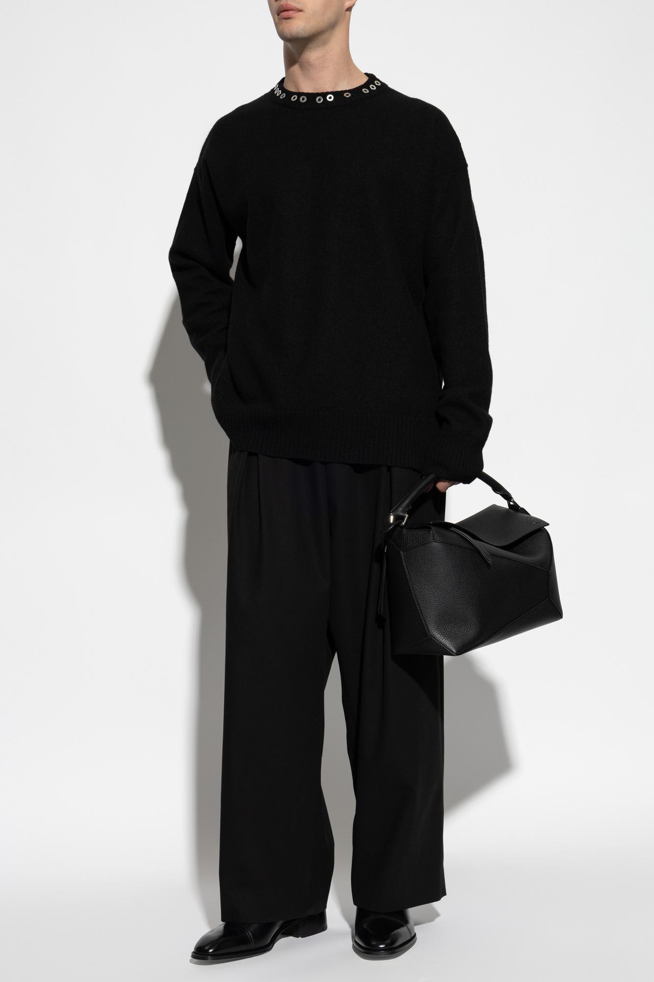 Jil Sander Crewneck Jumper With Stud Application In Black