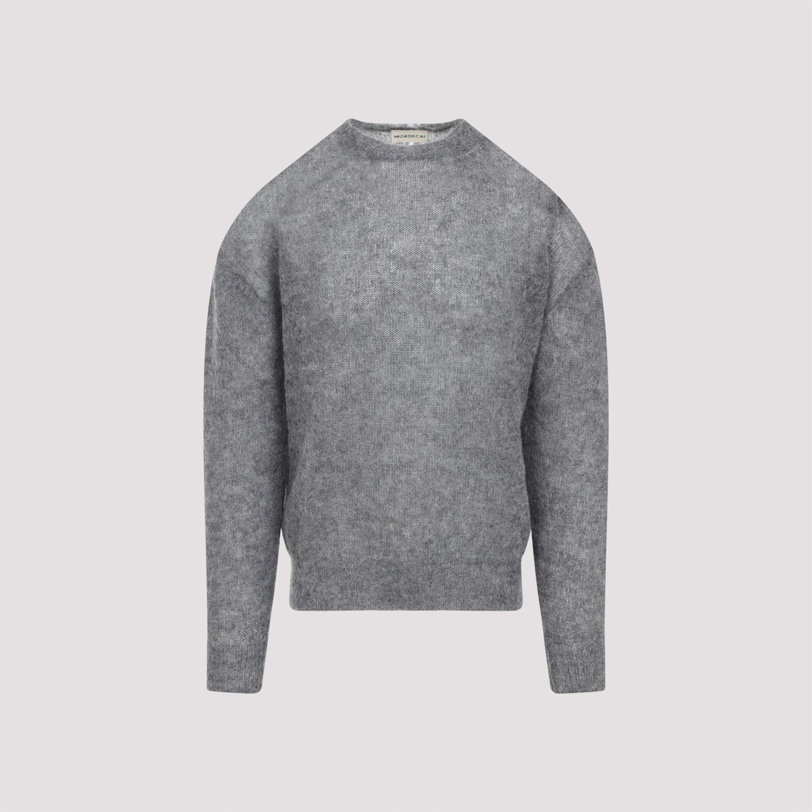 Mordecai Grey Melange Mohair Crewneck Sweater In Gray