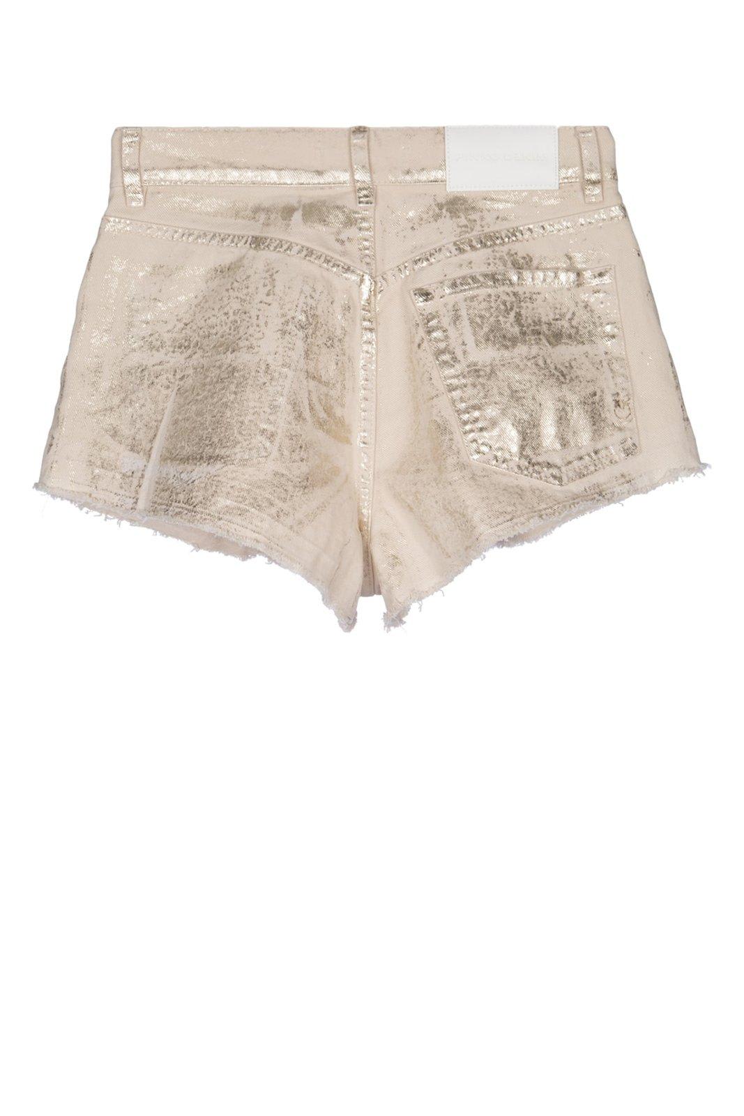 Shop Pinko Frayed Hem Shorts In Stucco/light Gold