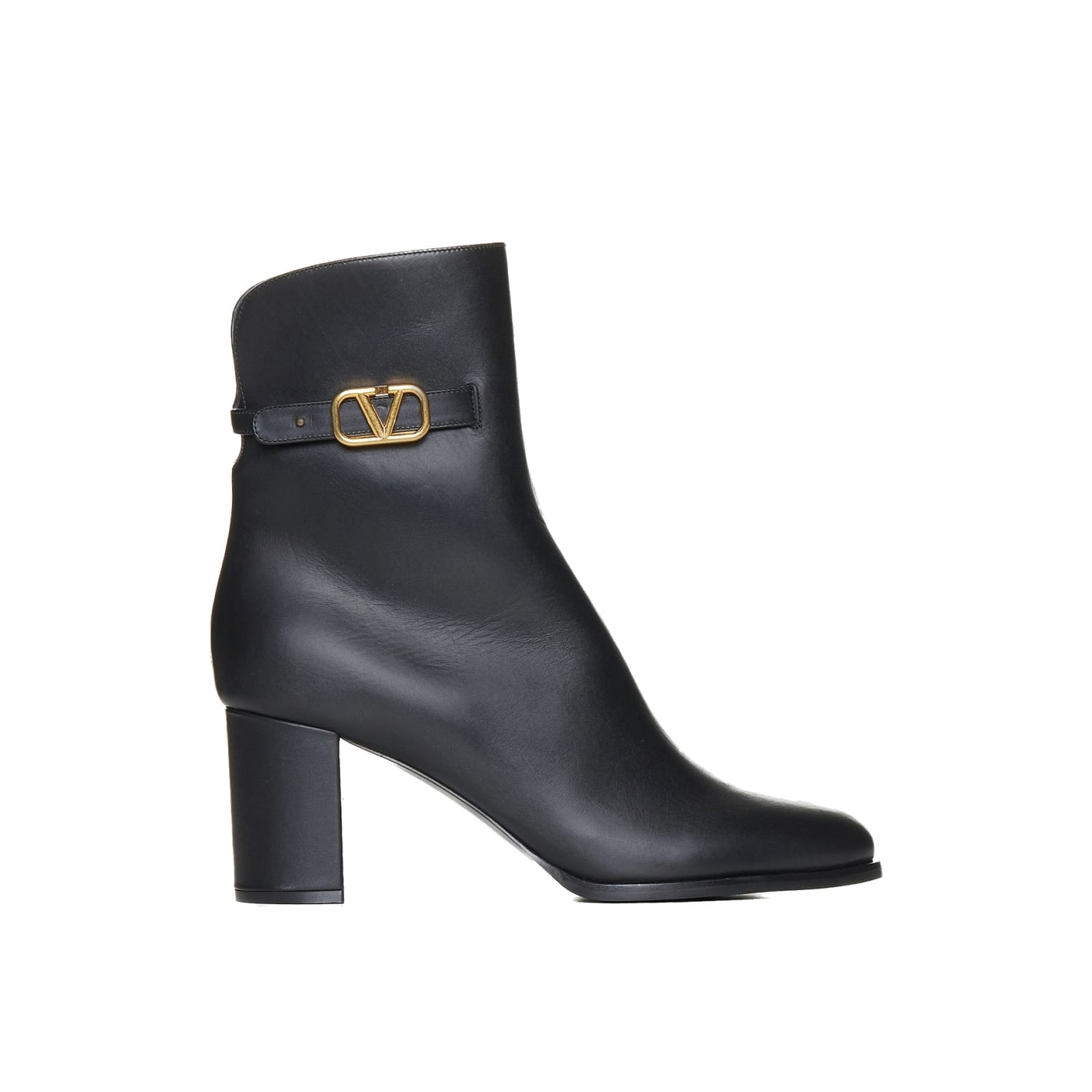 Shop Valentino Garavani Vlogo Signature Leather Boots In Black