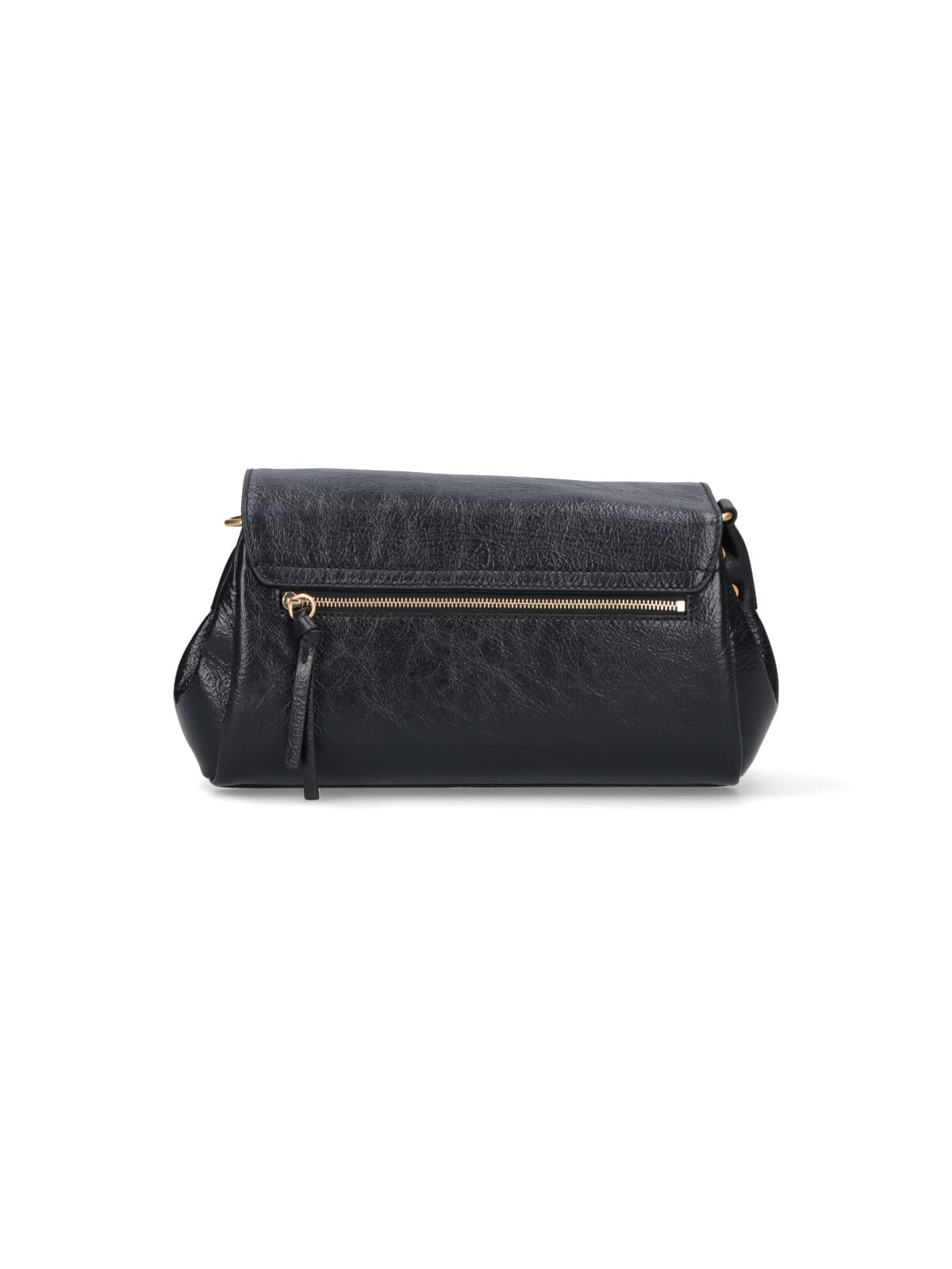 Dries Van Noten Textured Leather Shoulder Bag With Gold-tone Buckle Closure In Black
