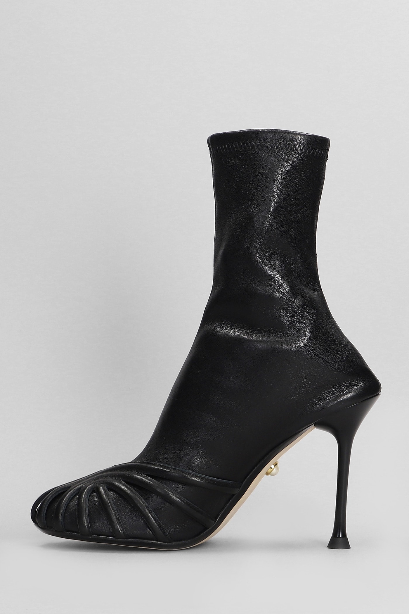 Shop Alevì Iman 095 High Heels Ankle Boots In Black Leather