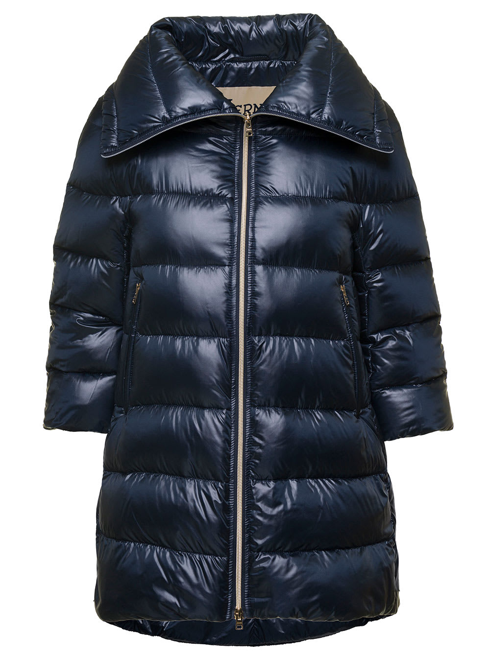 Herno Zippered Quilted Down Jacket In Blu