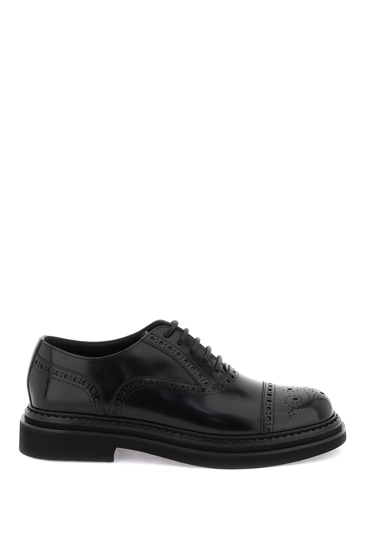 Dolce & Gabbana Brushed Leather Oxford Lace-ups In Nero