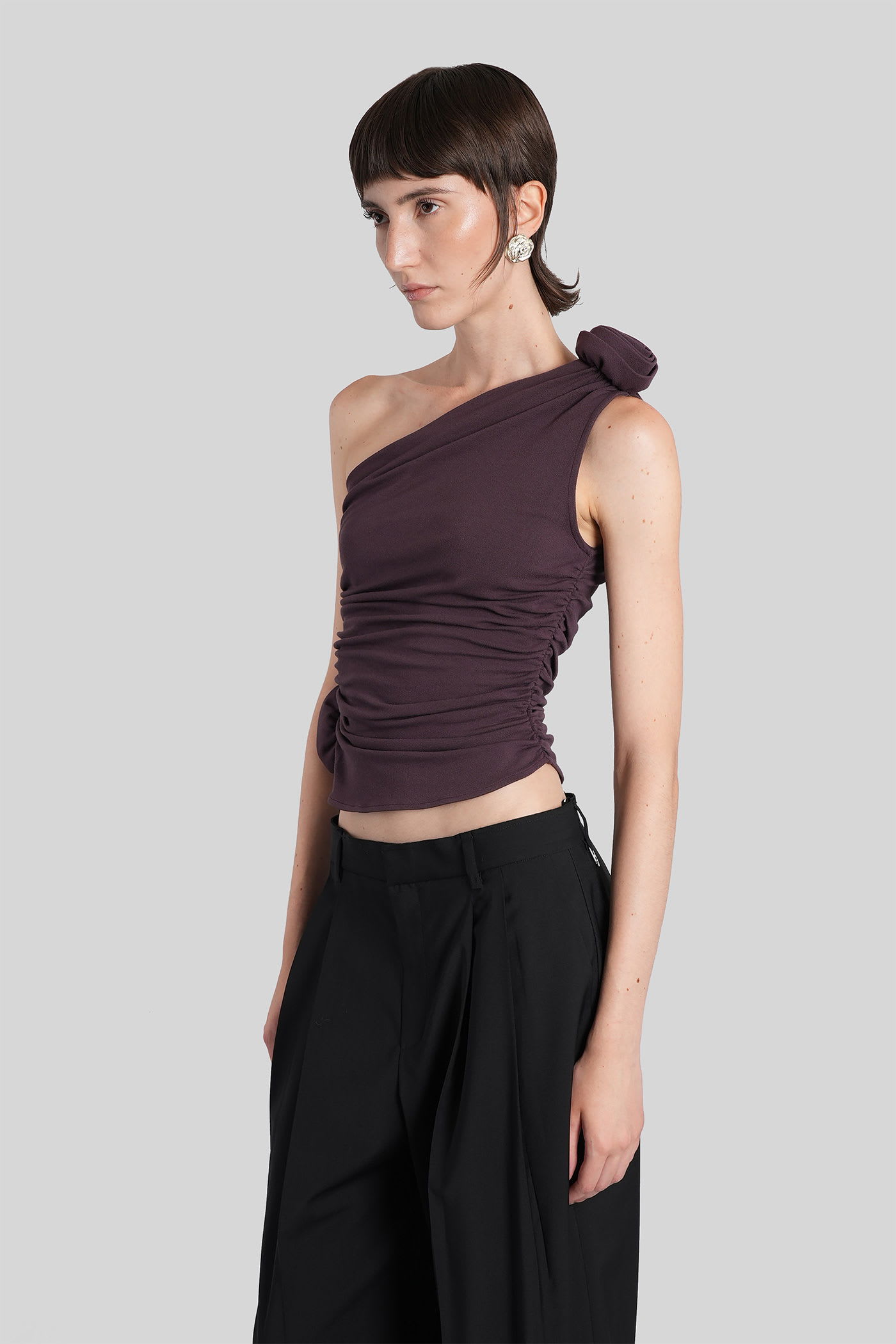 Magda Butrym Tshirt 01 Topwear In Bordeaux Viscose In Burgundy