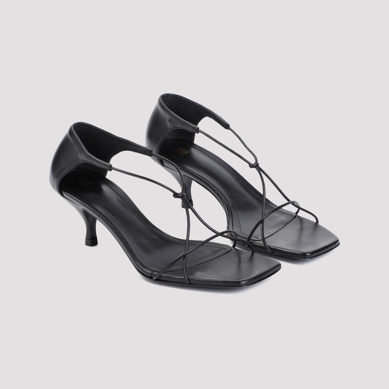 Shop Totême Leather Knot Sandal In Black