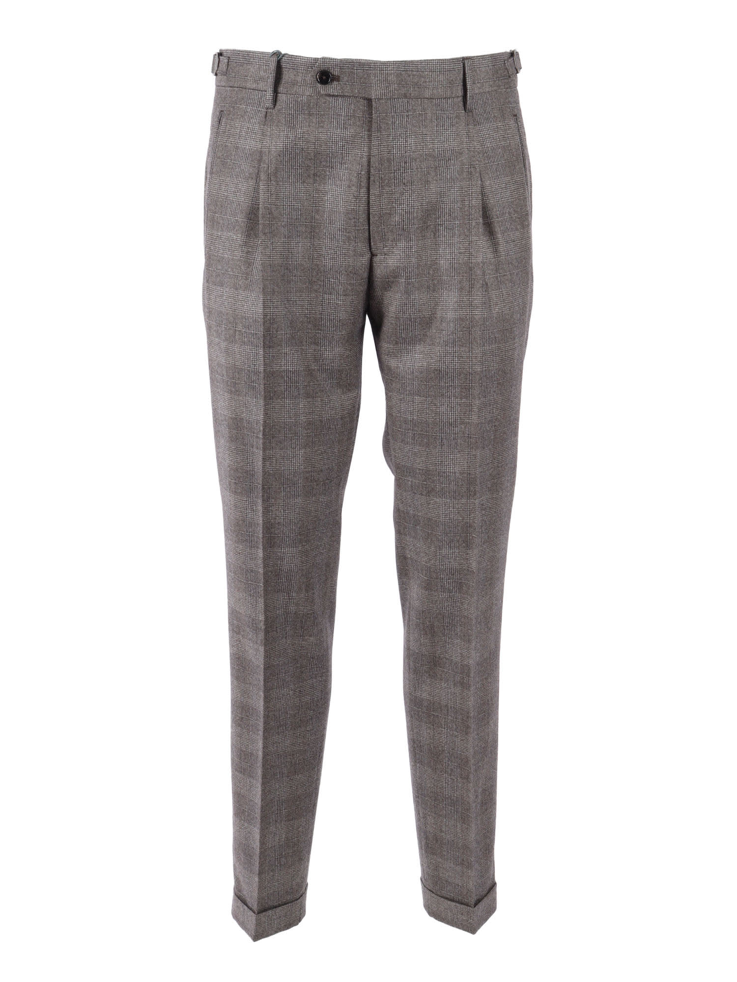 Berwich Tailored Grey Trousers With Checkered Pattern In Gray