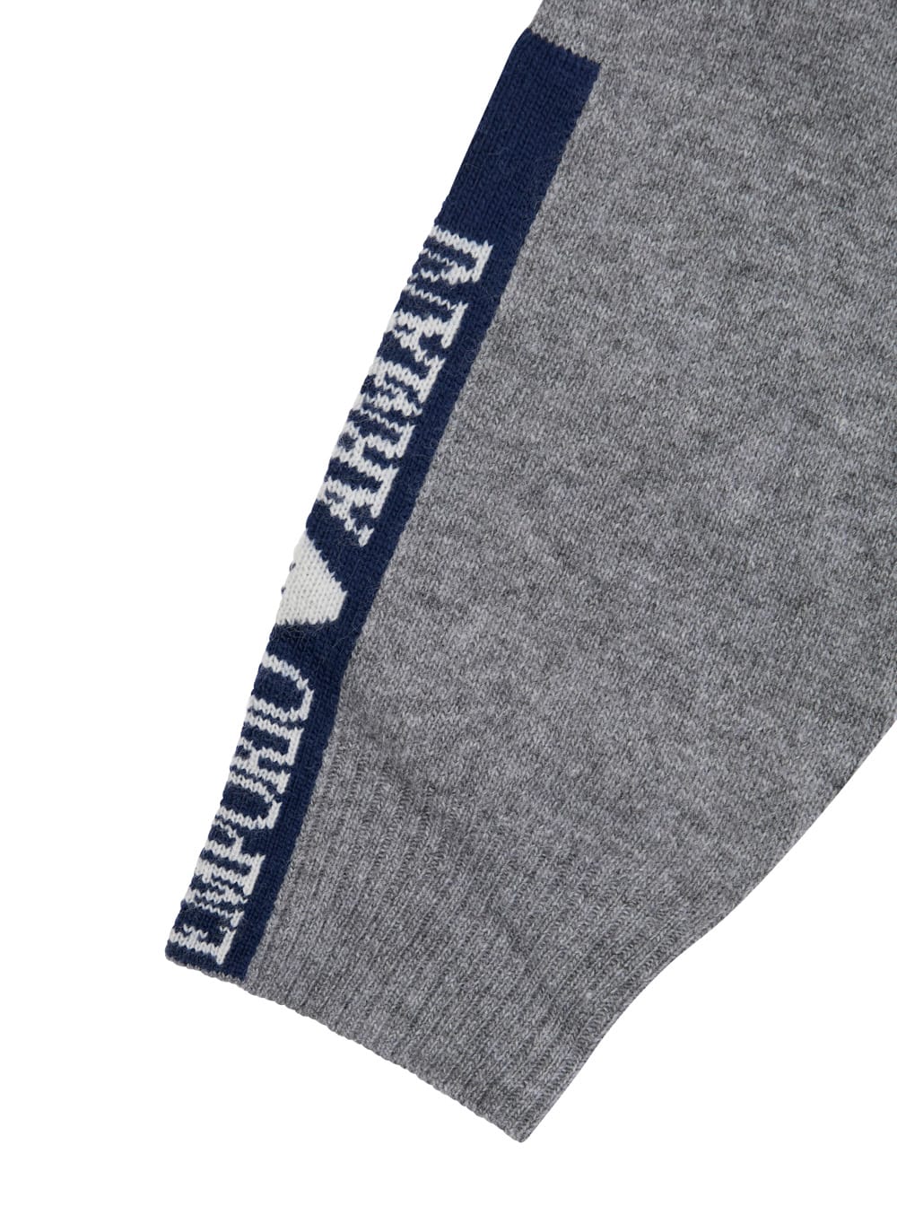 Emporio Armani Grey Crewneck Sweater With Logo Detail On The Sleeve And Ribbed Trims In Wool And Cotton Blend Boy In Gray