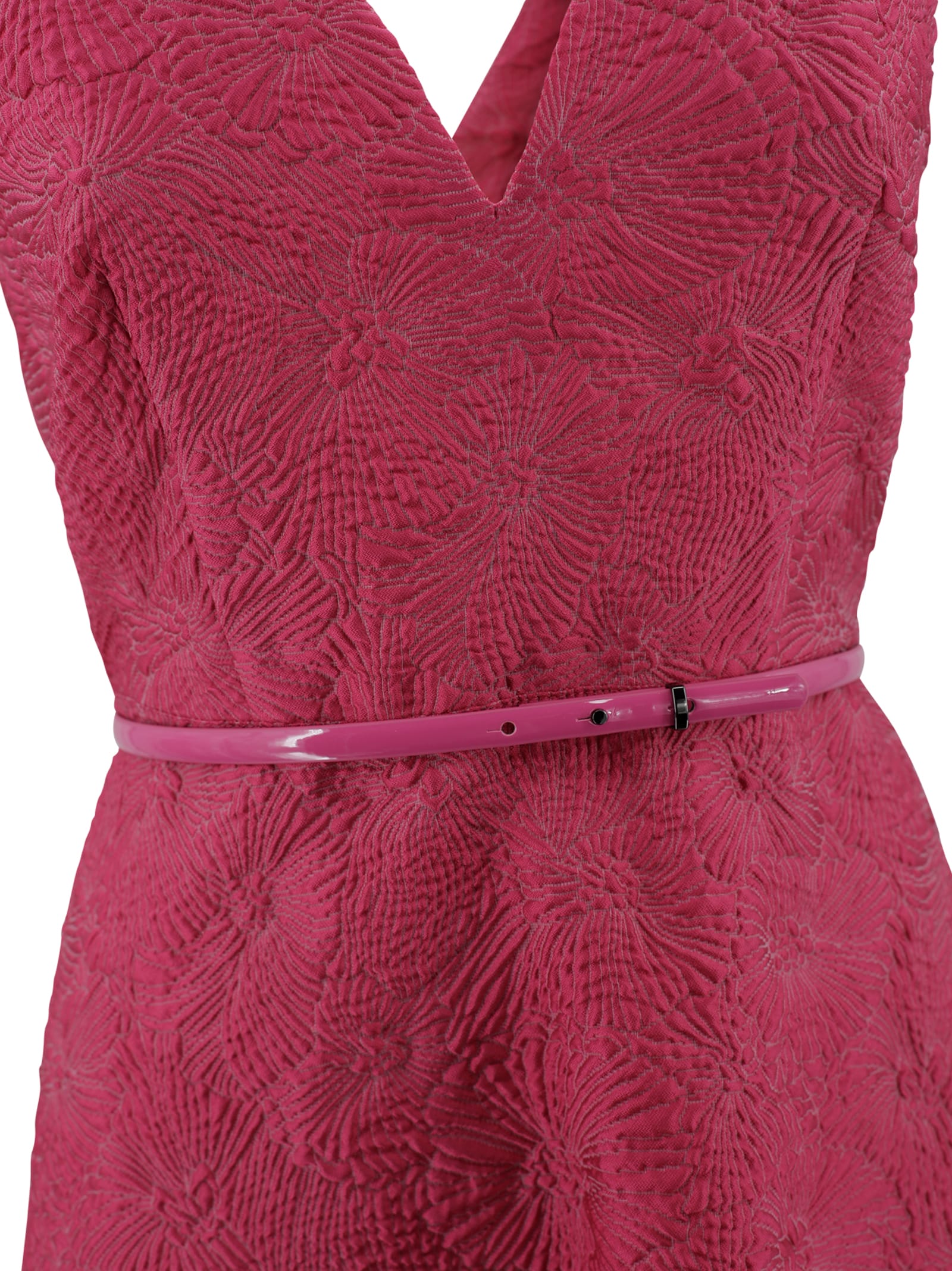 Max Mara A-line Midi Dress With Deep V-neckline In Pink