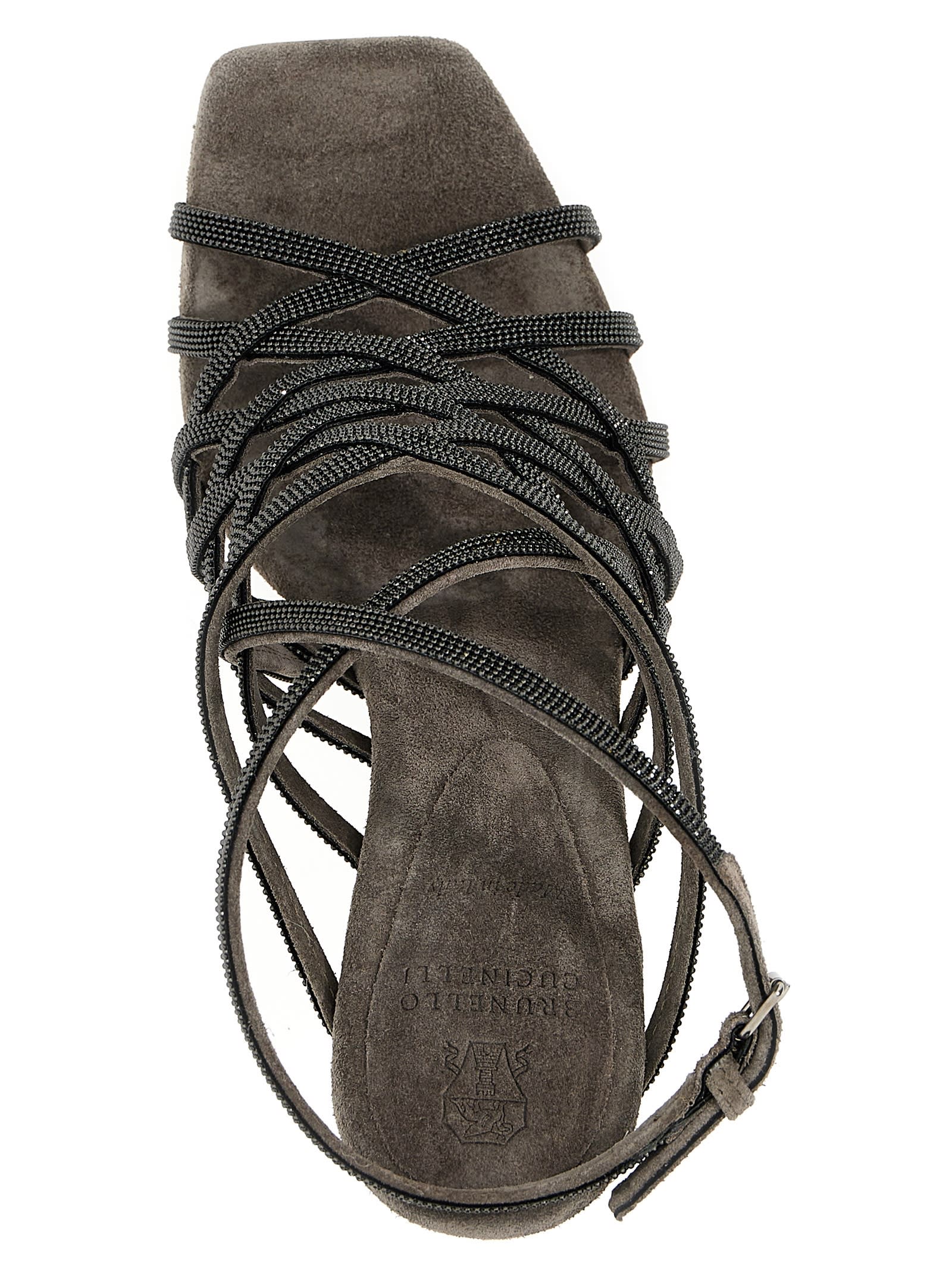 Shop Brunello Cucinelli Monile Sandals In Gray