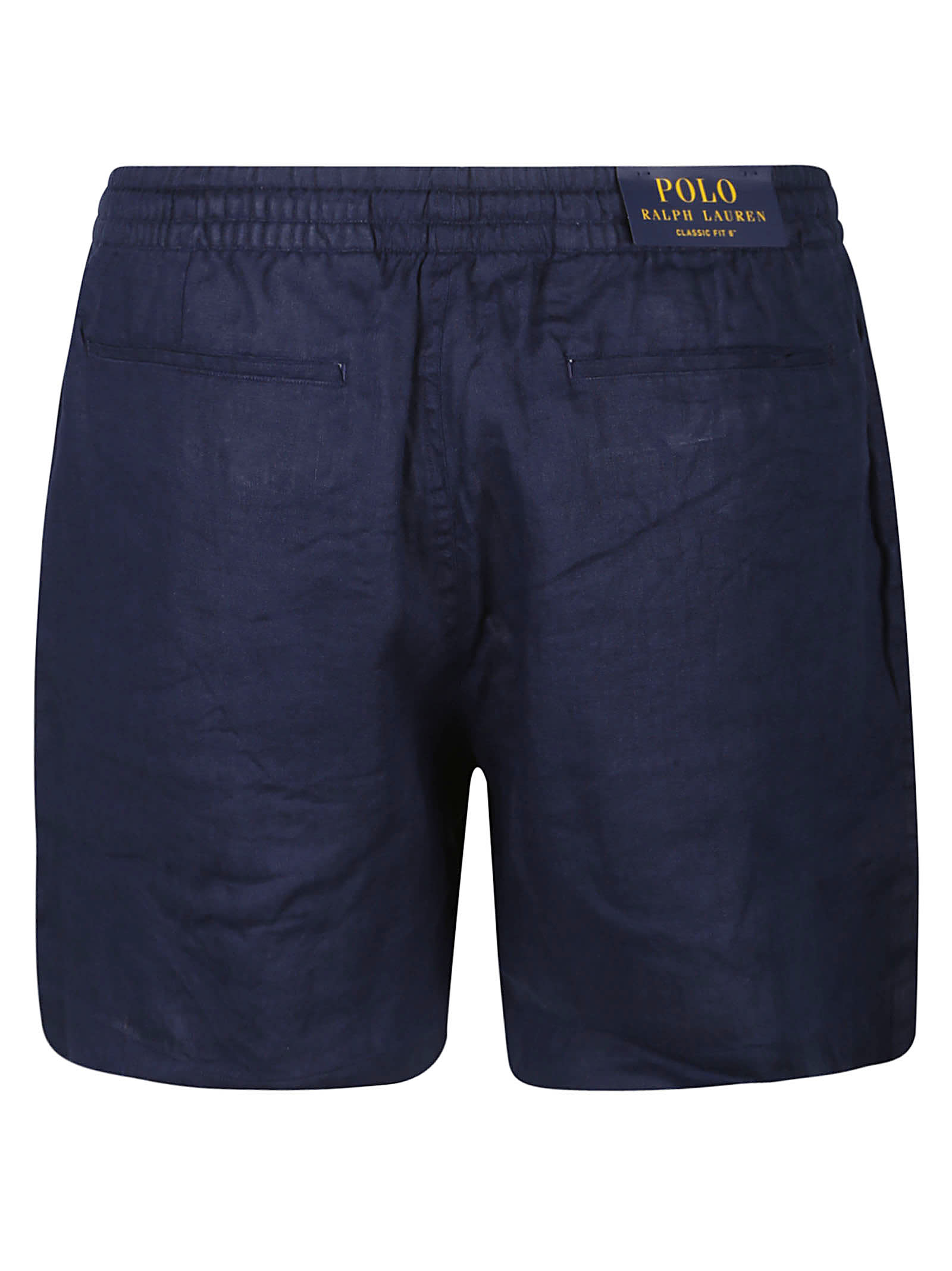 Shop Ralph Lauren Logo Detail Elastic Drawstring Waist Shorts In Newport Navy