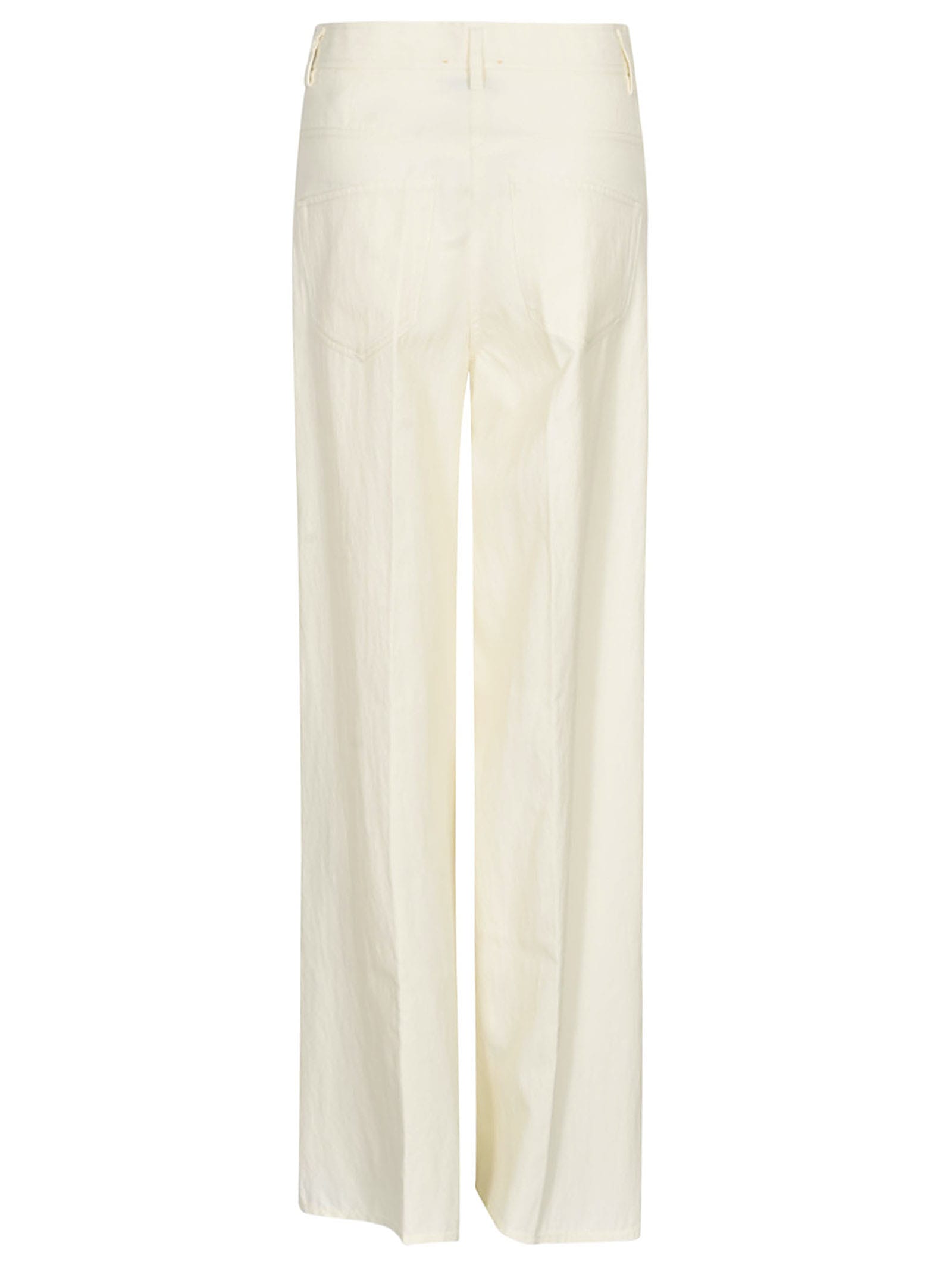 Shop Forte Forte Straight Wide Leg Plain Trousers In White