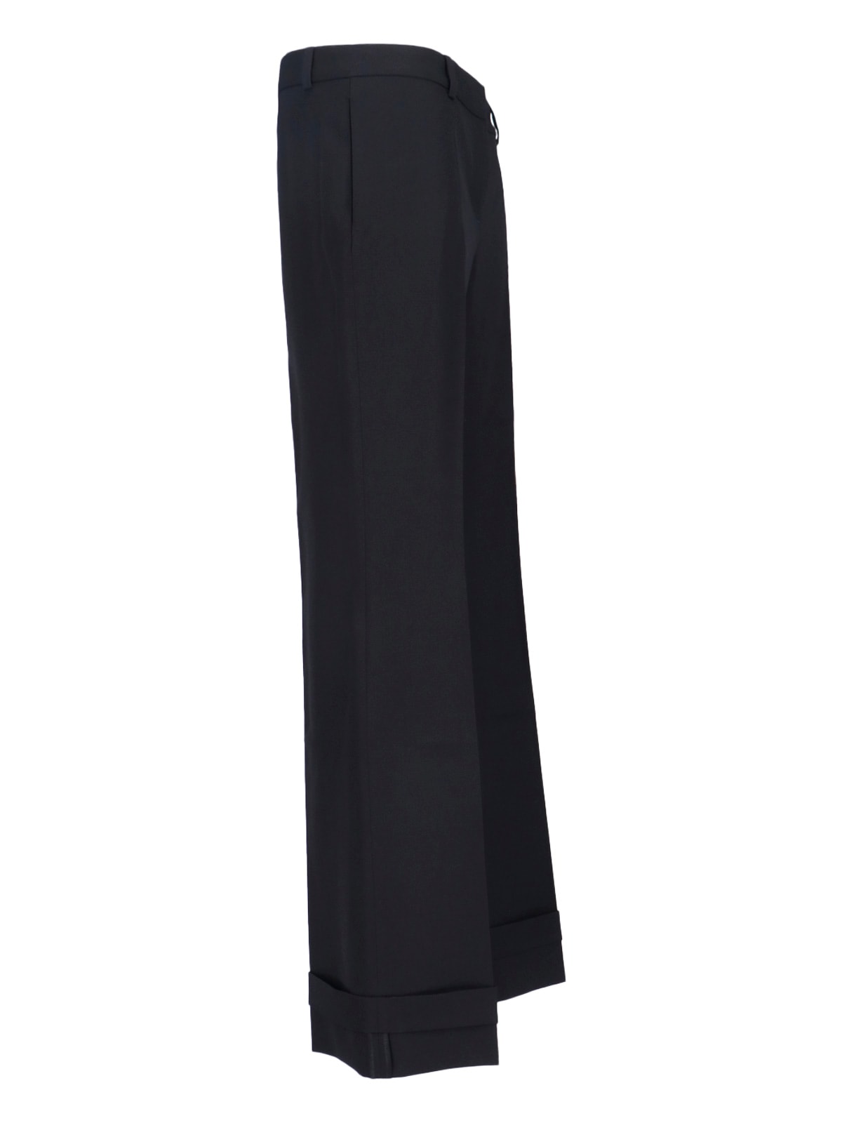 Our Legacy Straight Leg Trousers With Belt Loops And Cuffed Hem In Black