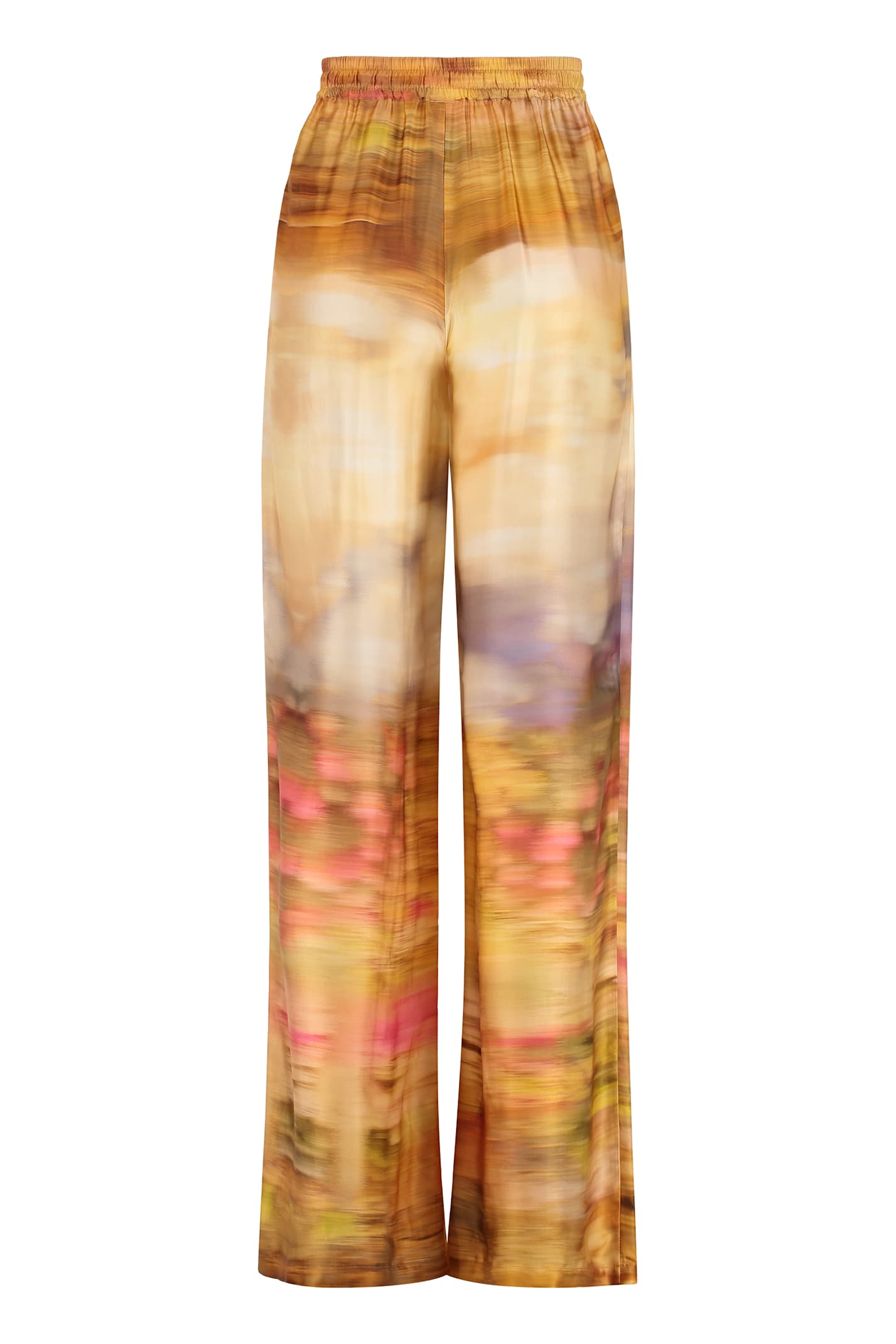 Shop Pinko Purple Rain Printed High-rise Trousers