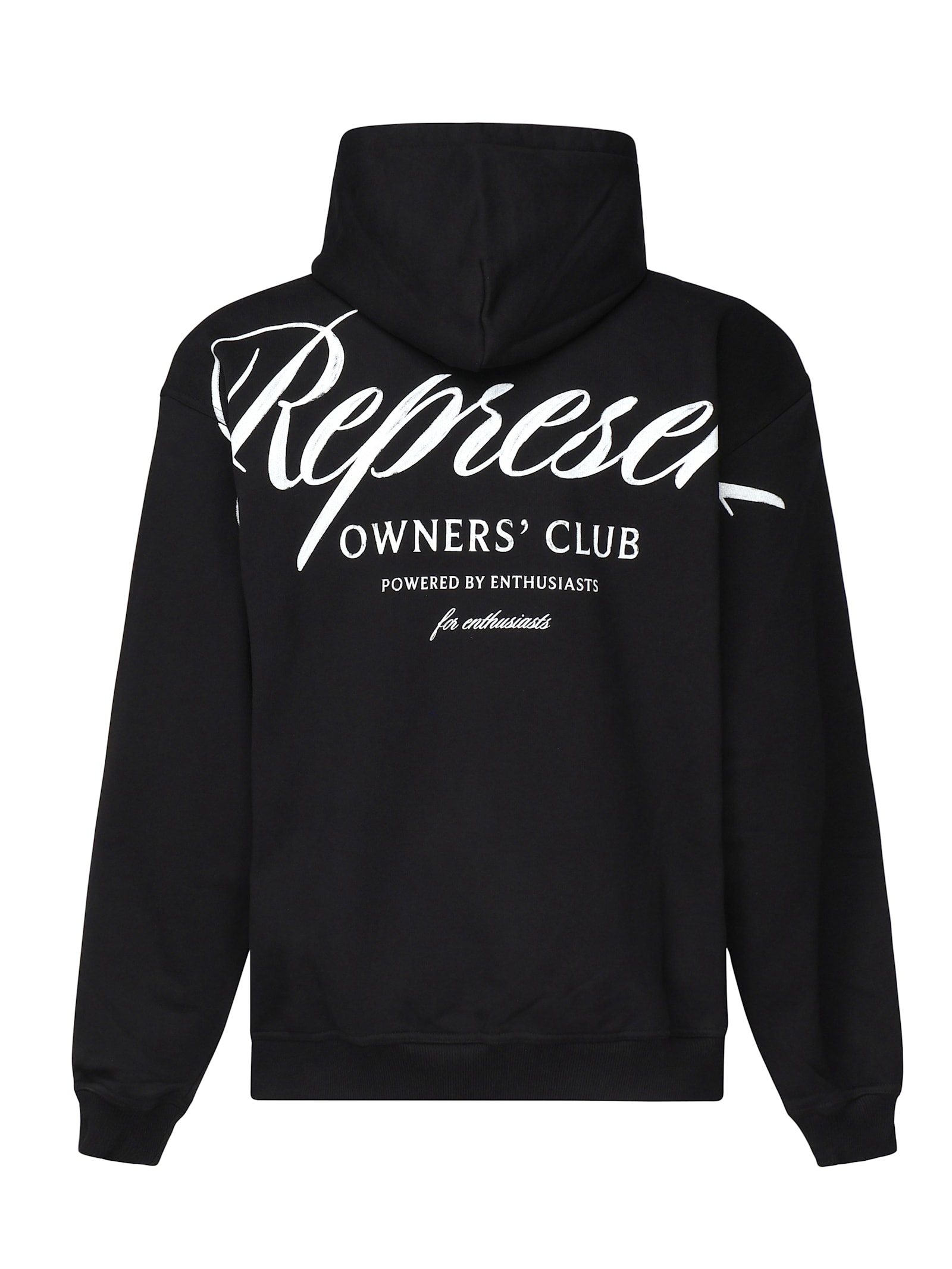 Represent Black Hoodie With Logo Lettering Detail On The Front And Maxi Logo Print On The Rear In Cotton Man In Black