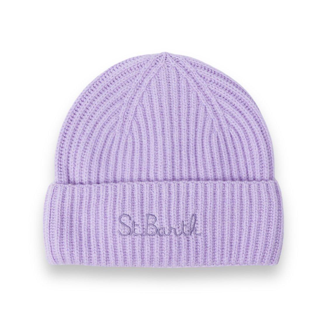 Shop Mc2 Saint Barth Logo Embroidered Knitted Beanie  In Lilac