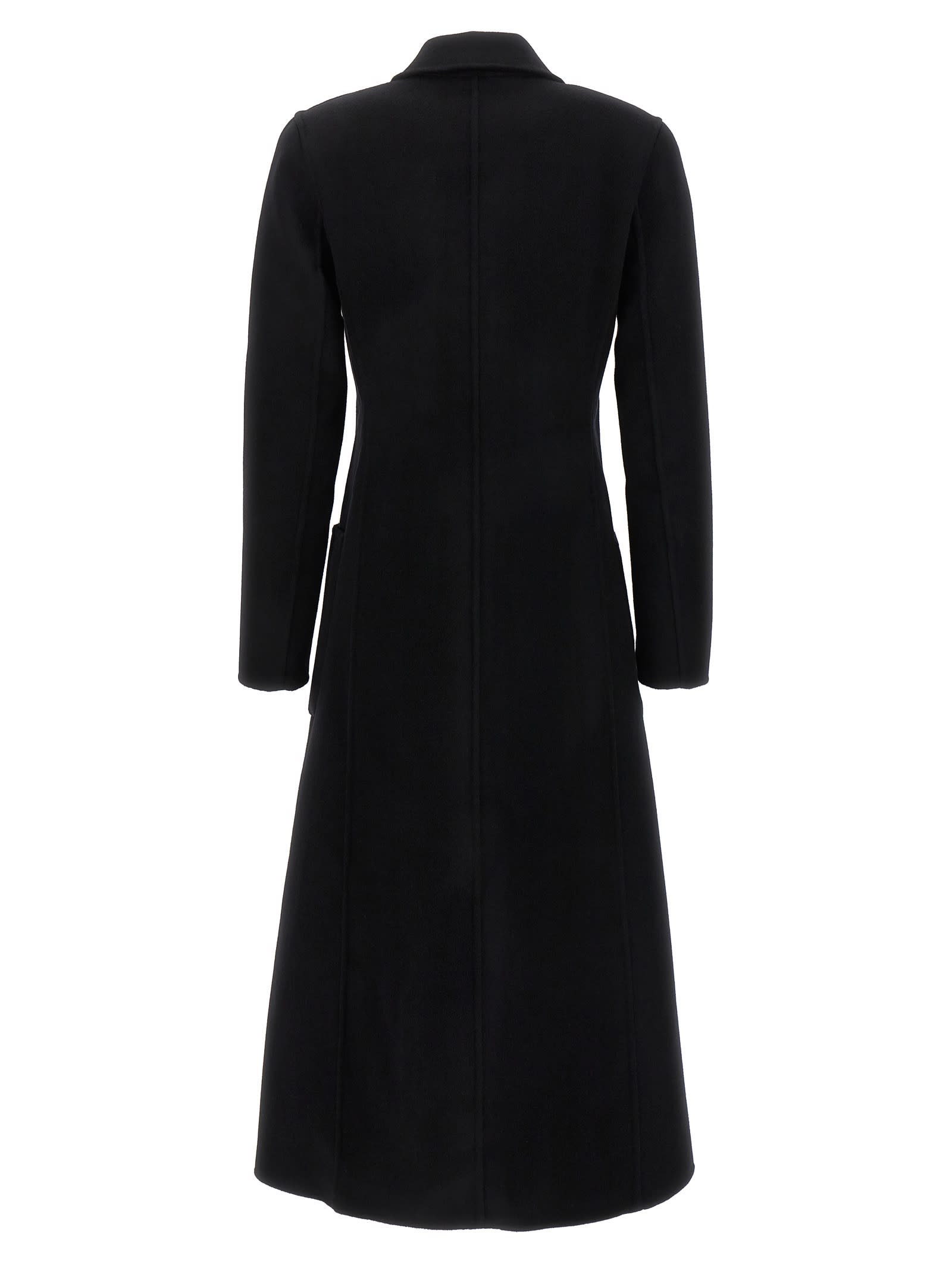 Tory Burch Single-breasted Mid-length Coat In Black