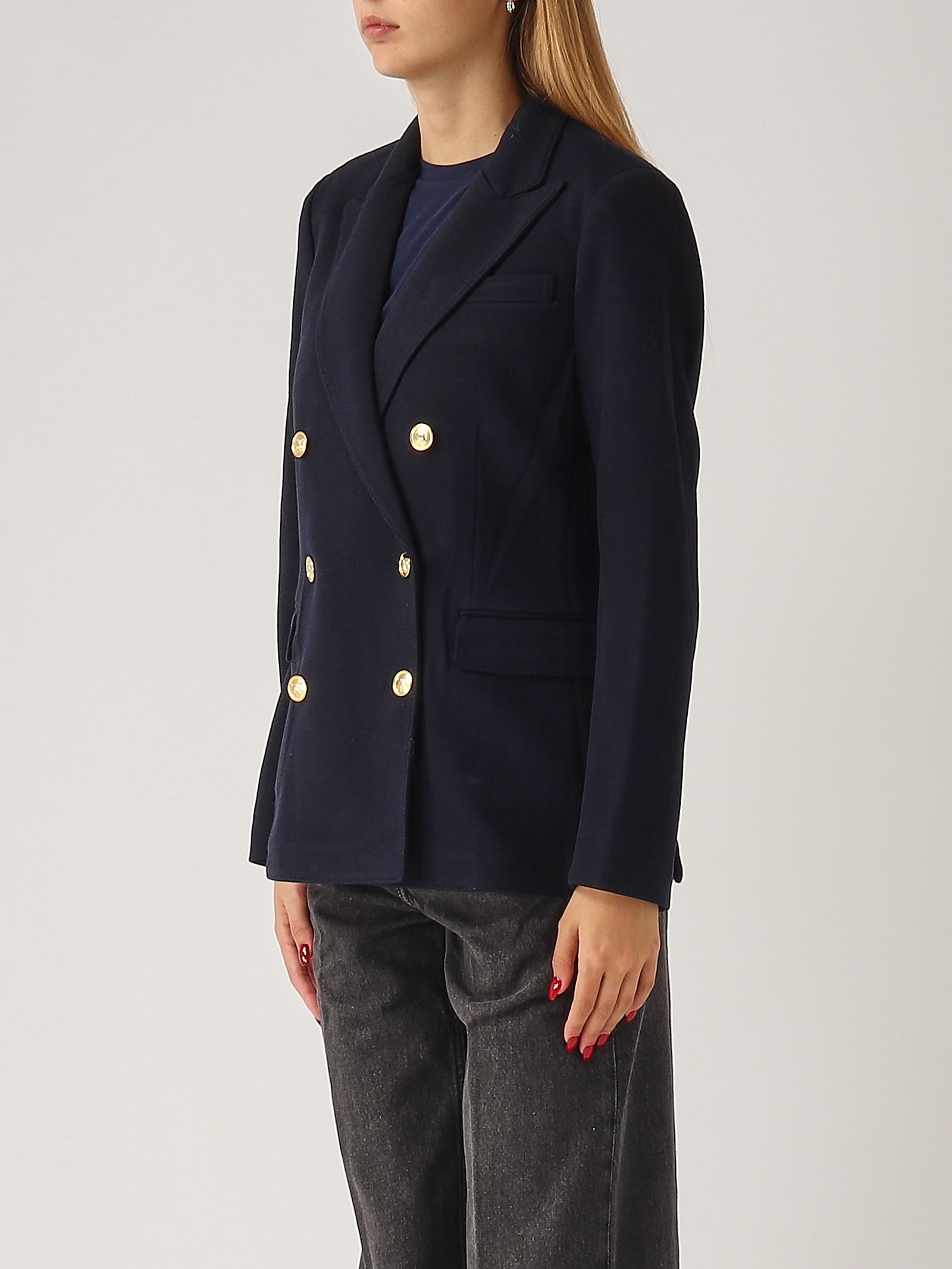 Shop Polo Ralph Lauren Db Knt Blzr Blazer In Navy