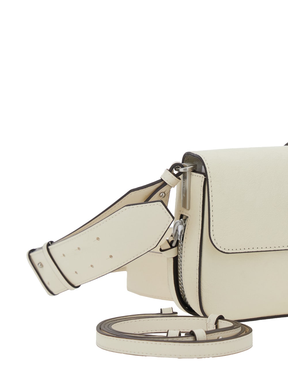Pinko Love One Mini White Crossbody Bag With Love Birds Buckle And Adjustable Shoulder Strap In Leather Wo In White