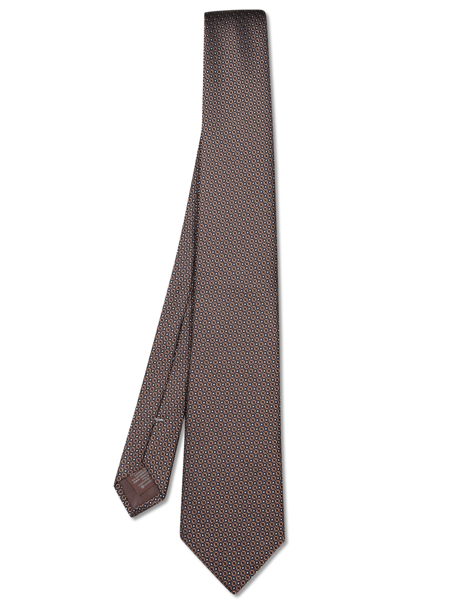 Canali Geometric Micro Pattern Beige And Black Tie In Black