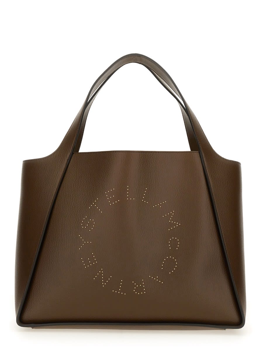 Shop Stella Mccartney Tote Bag With Logo In Brown