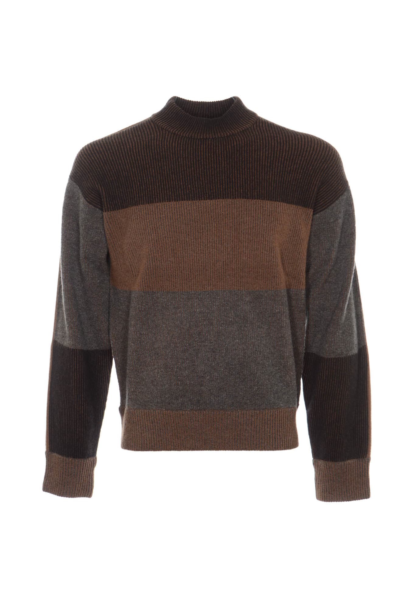 Ermenegildo Zegna Stripe Patterned Rib Knit Sweater
