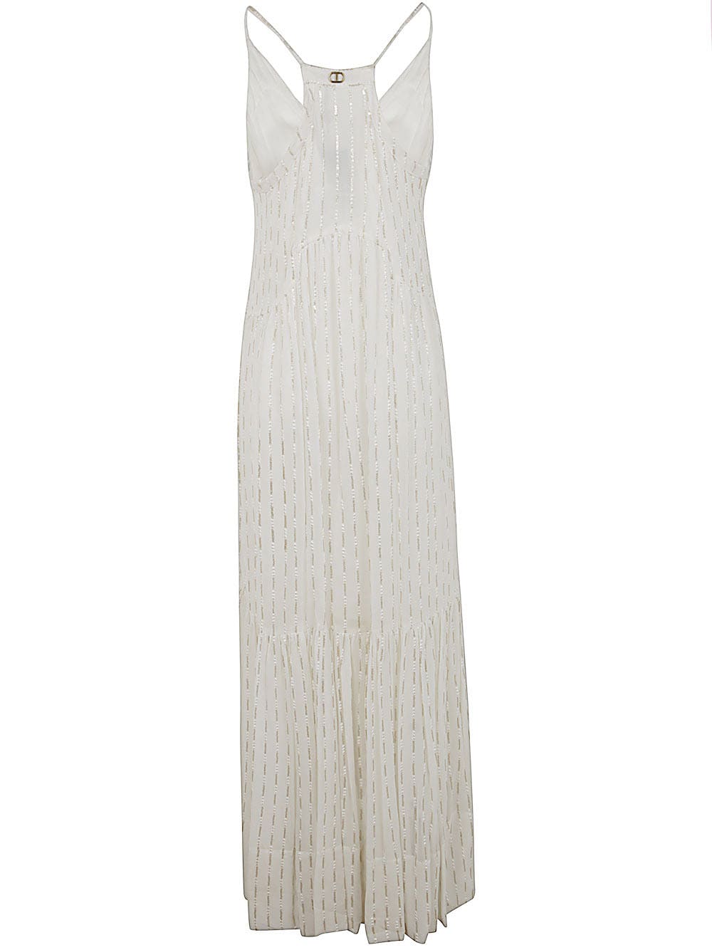 Shop Twinset Beaded Dress In Snow