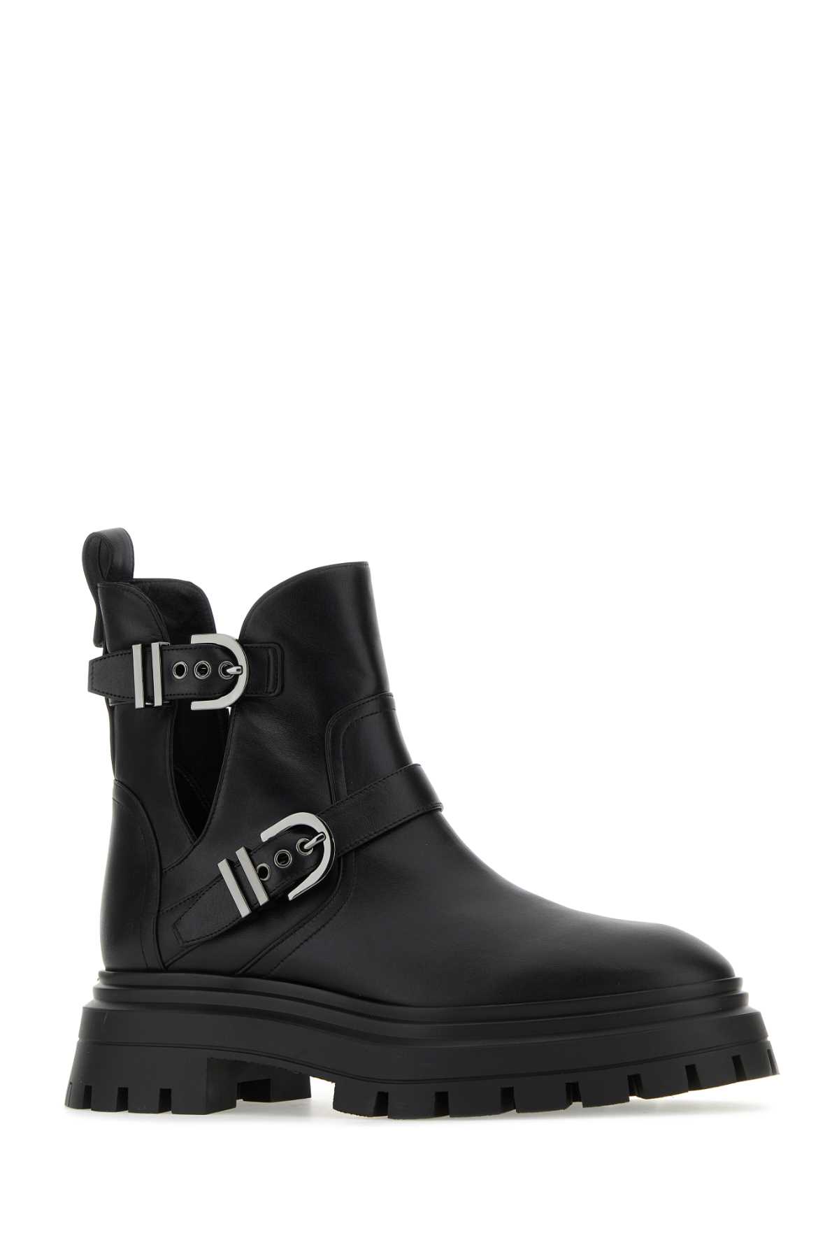 Shop Stuart Weitzman Black Leather Maverick Bedford Moto Ankle Boots