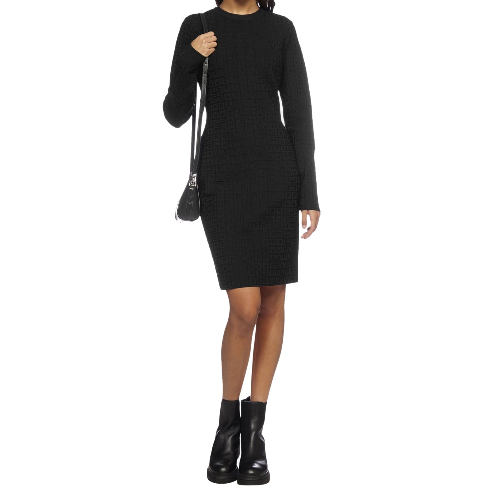Shop Givenchy Logo Jaquard Dress In Black
