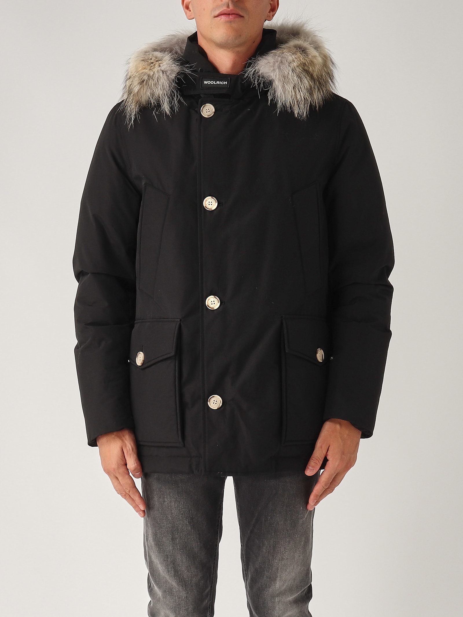 Shop Woolrich Arctic Detachable Fur Anorak Shirt In Nero