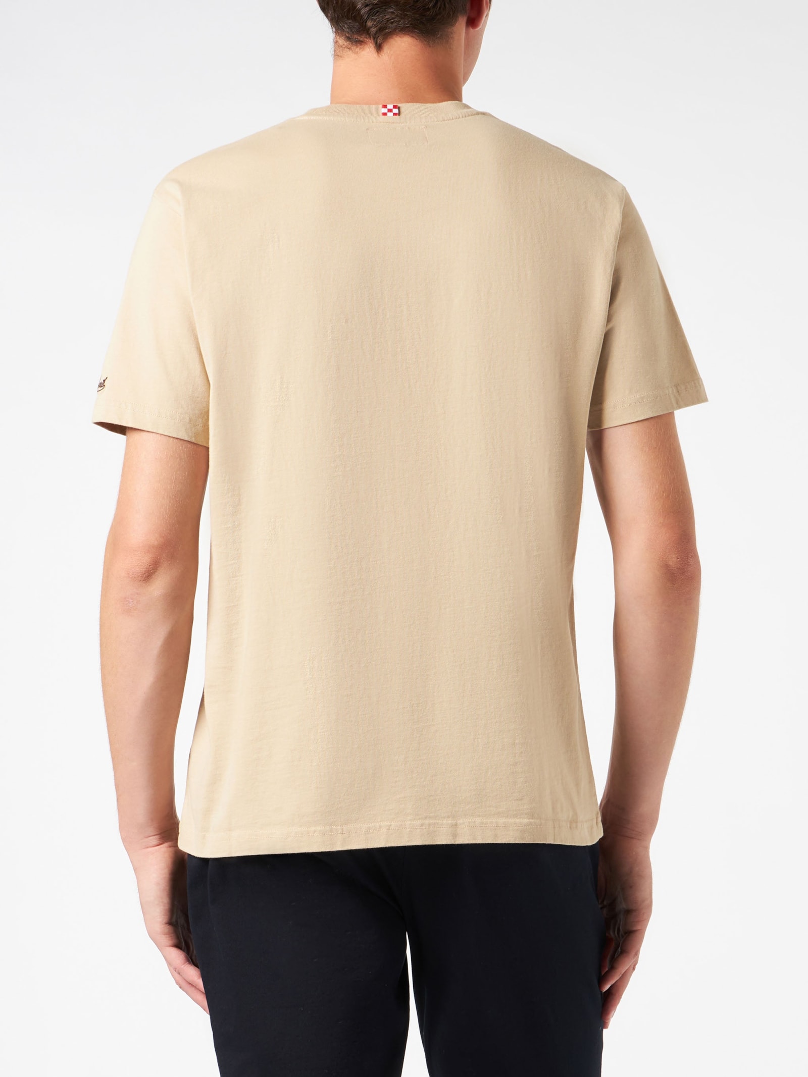 Shop Mc2 Saint Barth Man Heavy Cotton T-shirt With Latin Rover Print In Brown